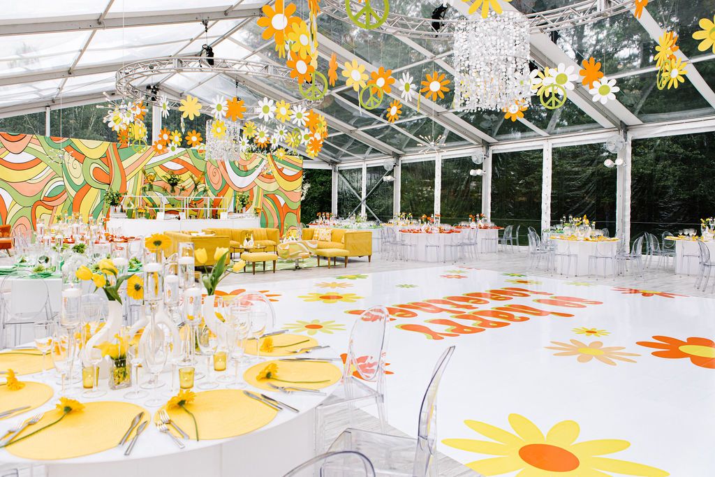 Groovy 60s Themed 60th Birthday Party at a Private Residence in Greenwich, Connecticut