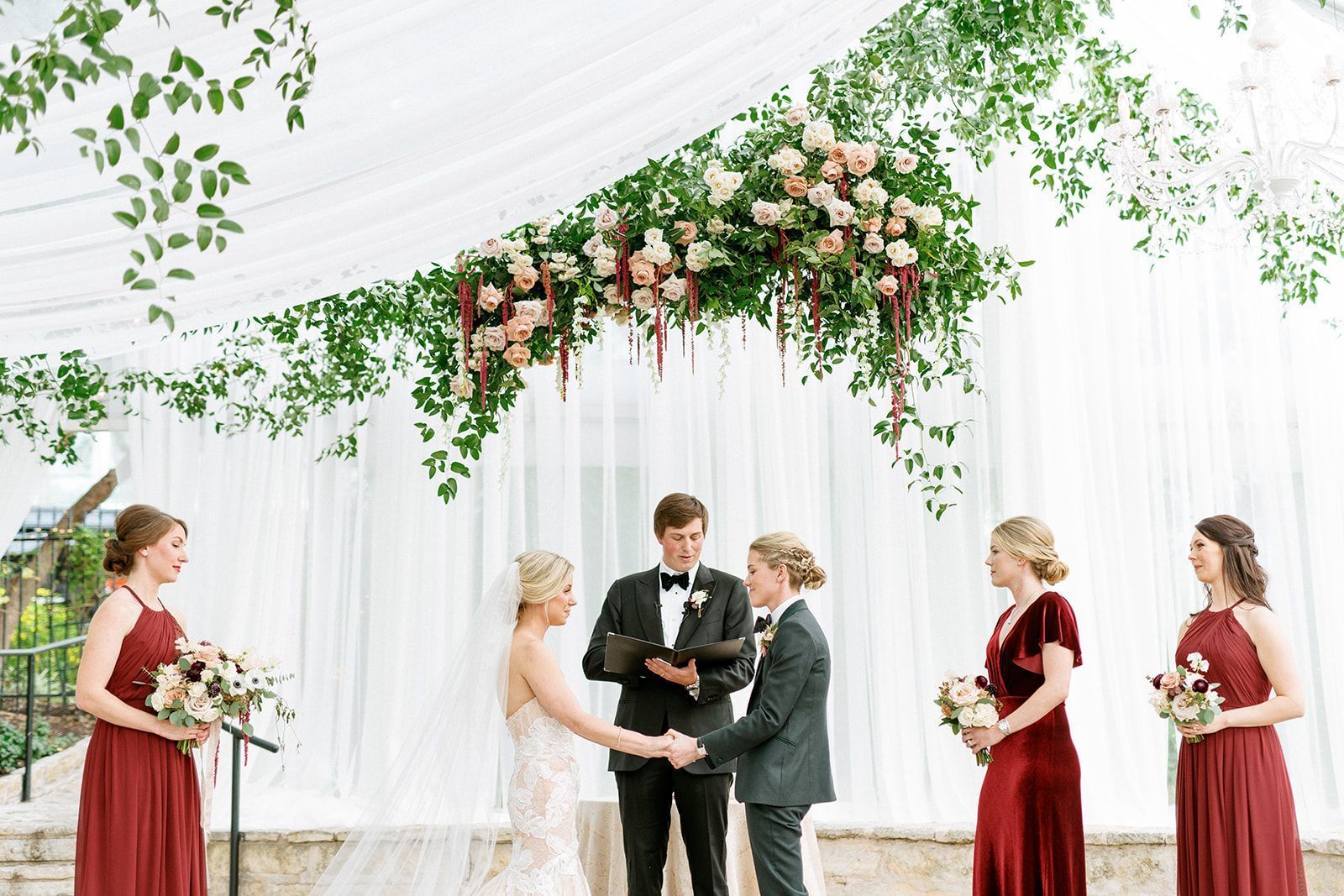 Burgundy + Blush Romantic Wedding at The Allan House in austin | PartySlate