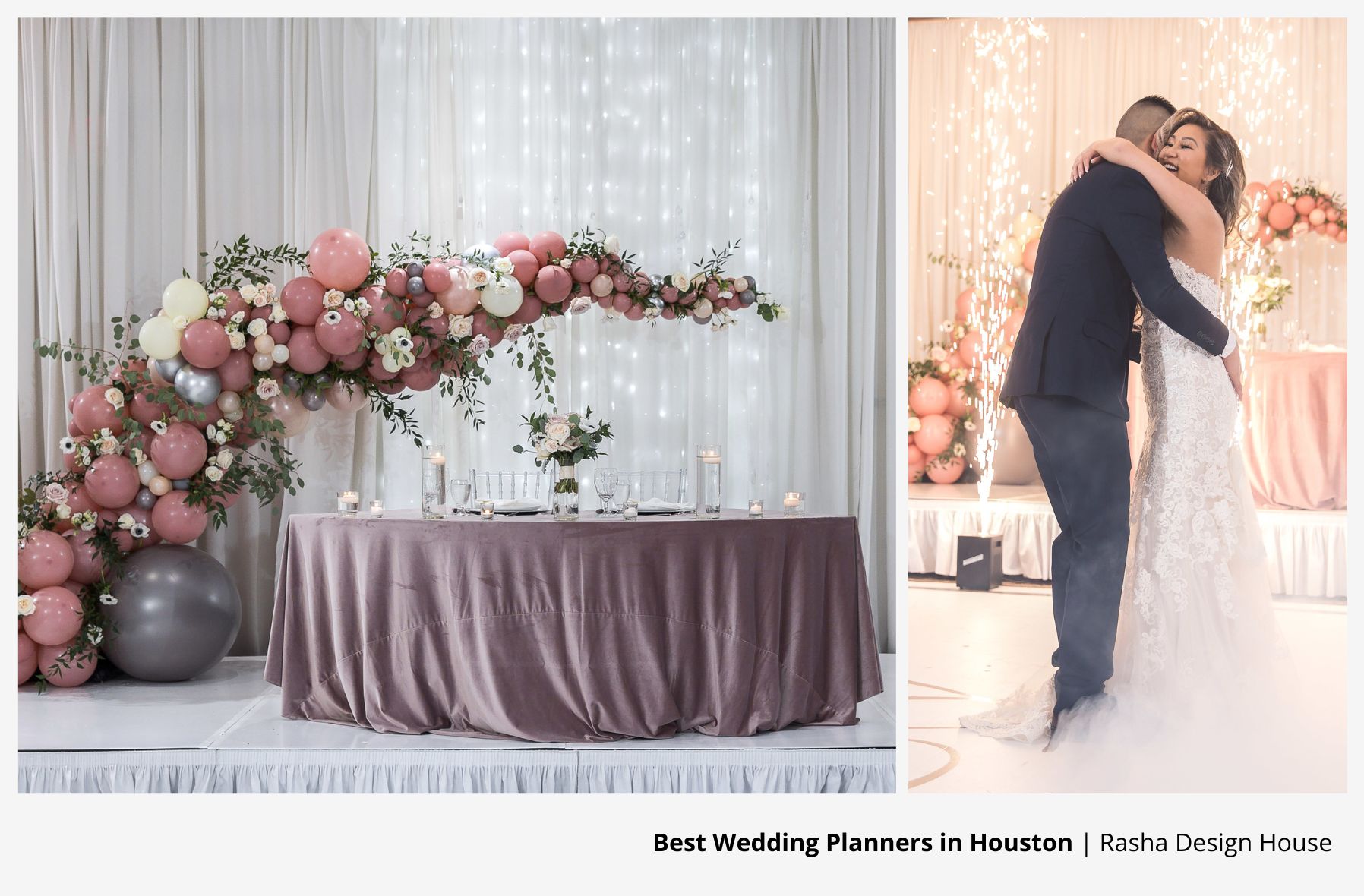 Rose-colored detailing at a wedding