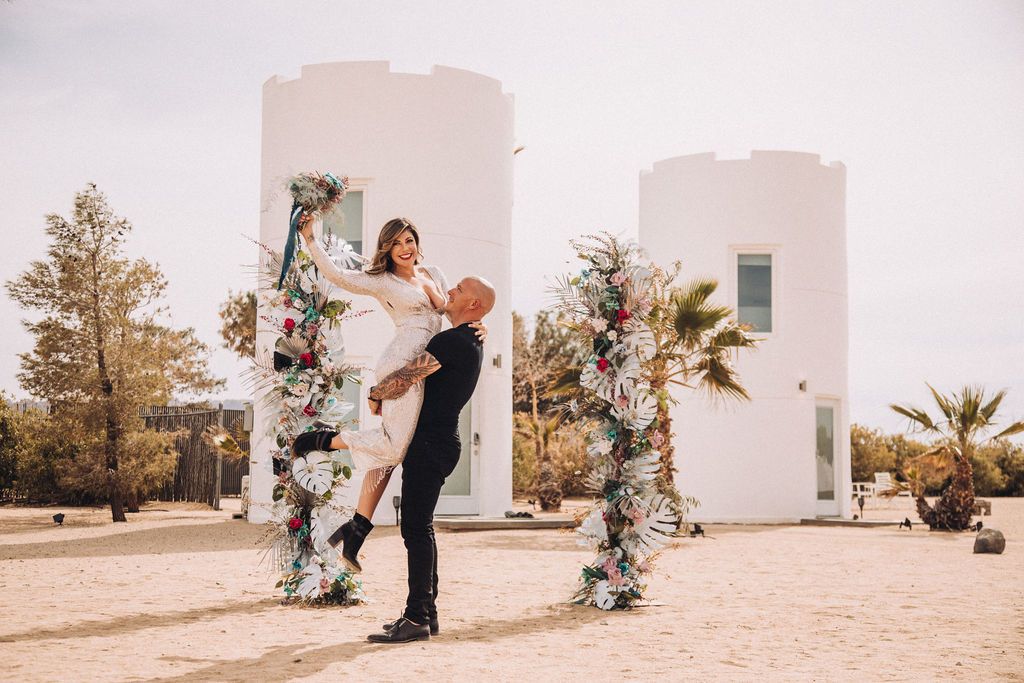 Castle House Outdoor Dessert Wedding in Los Angeles, CA