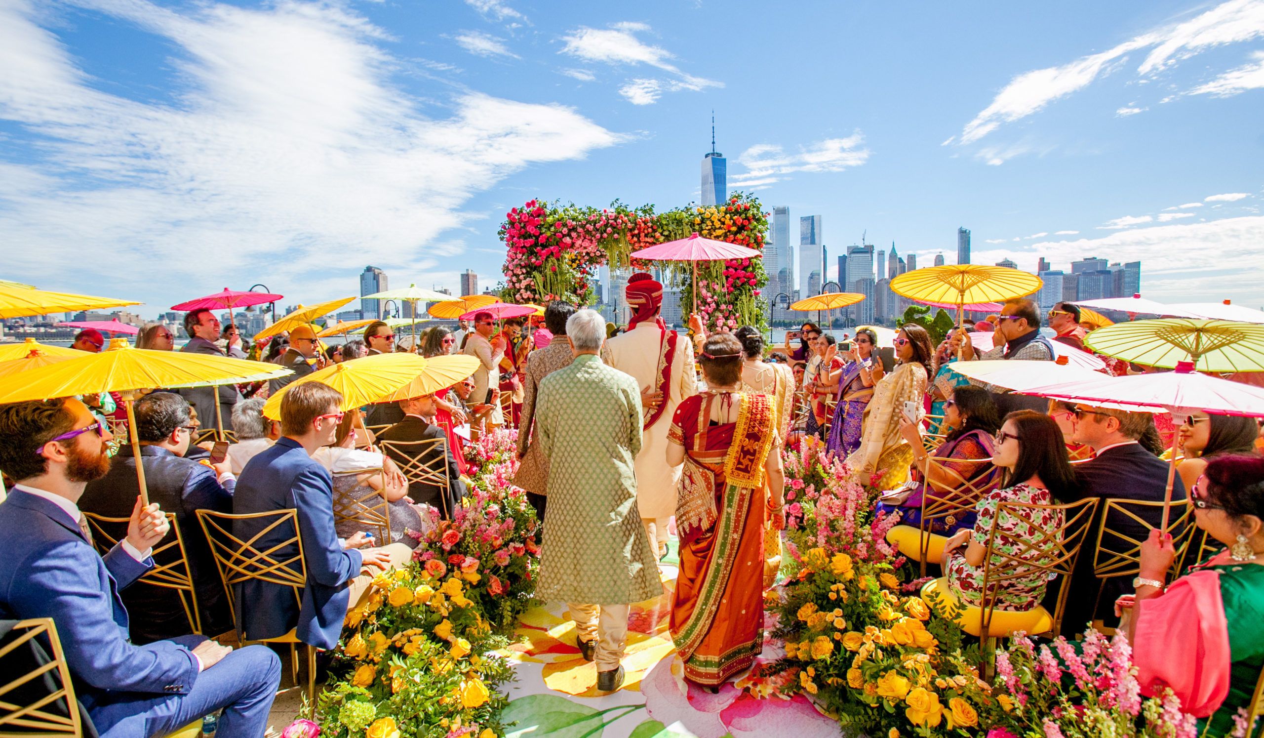 Technicolor Rooftop Wedding at Hyatt Regency Jersey City in Jersey City, NJ | PartySlate