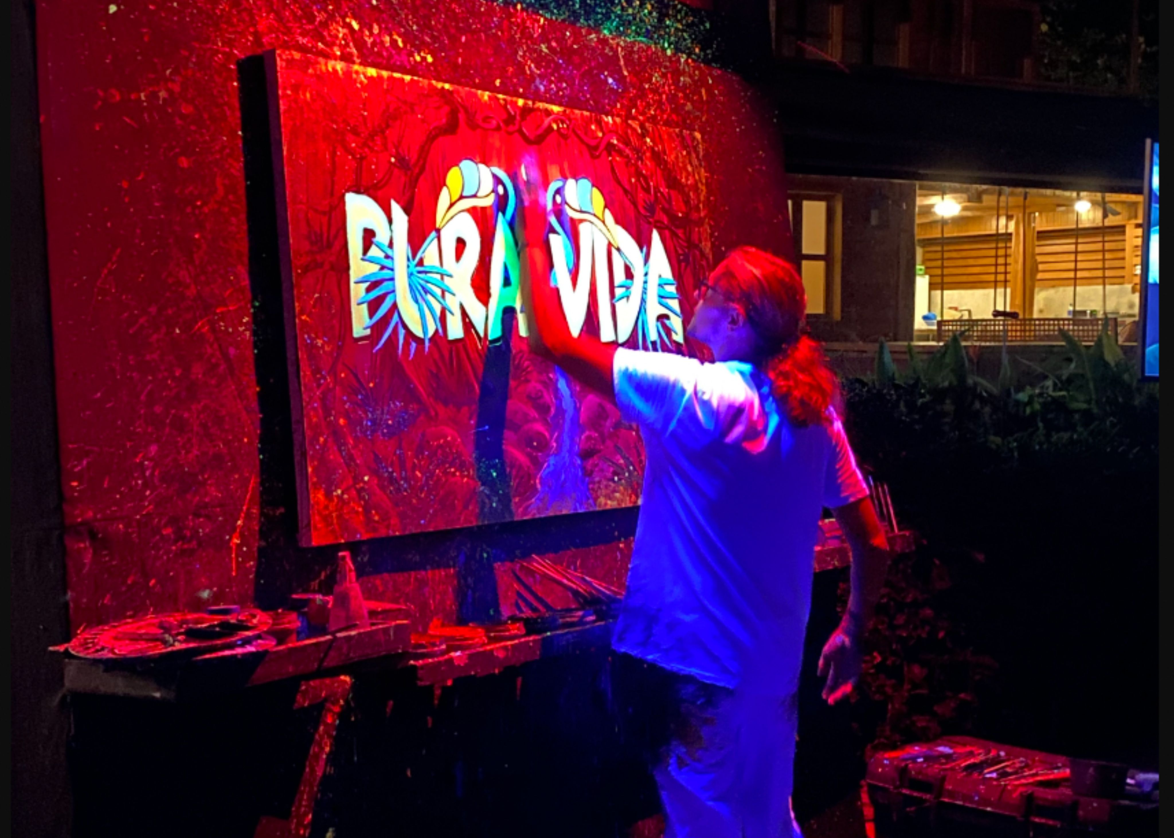 Live event painting at a party.