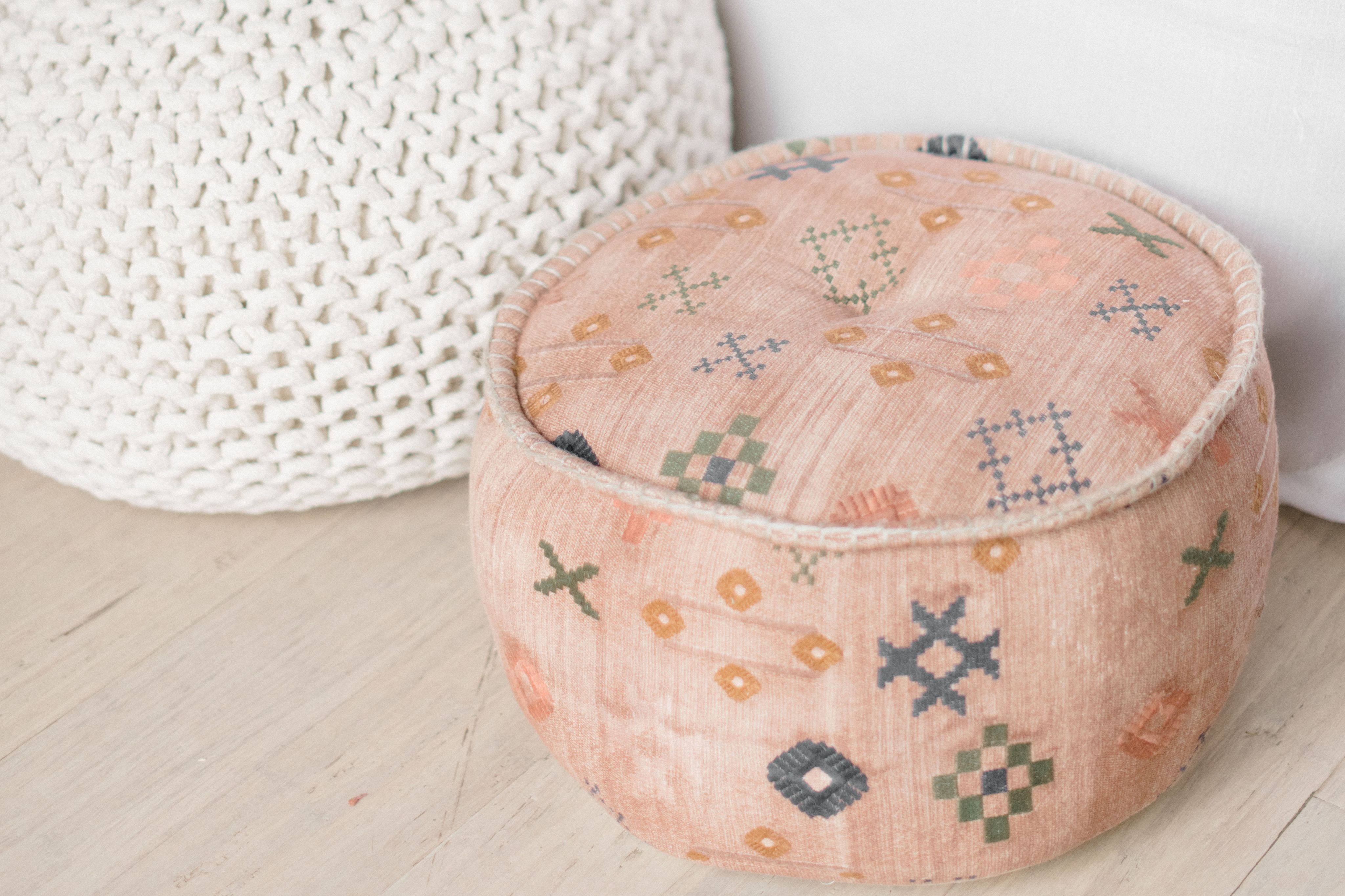 Pink boho floor poof