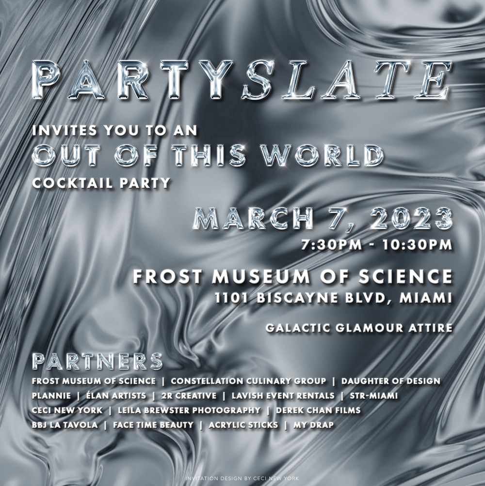 PartySlate Miami event invitation with design by Ceci New York