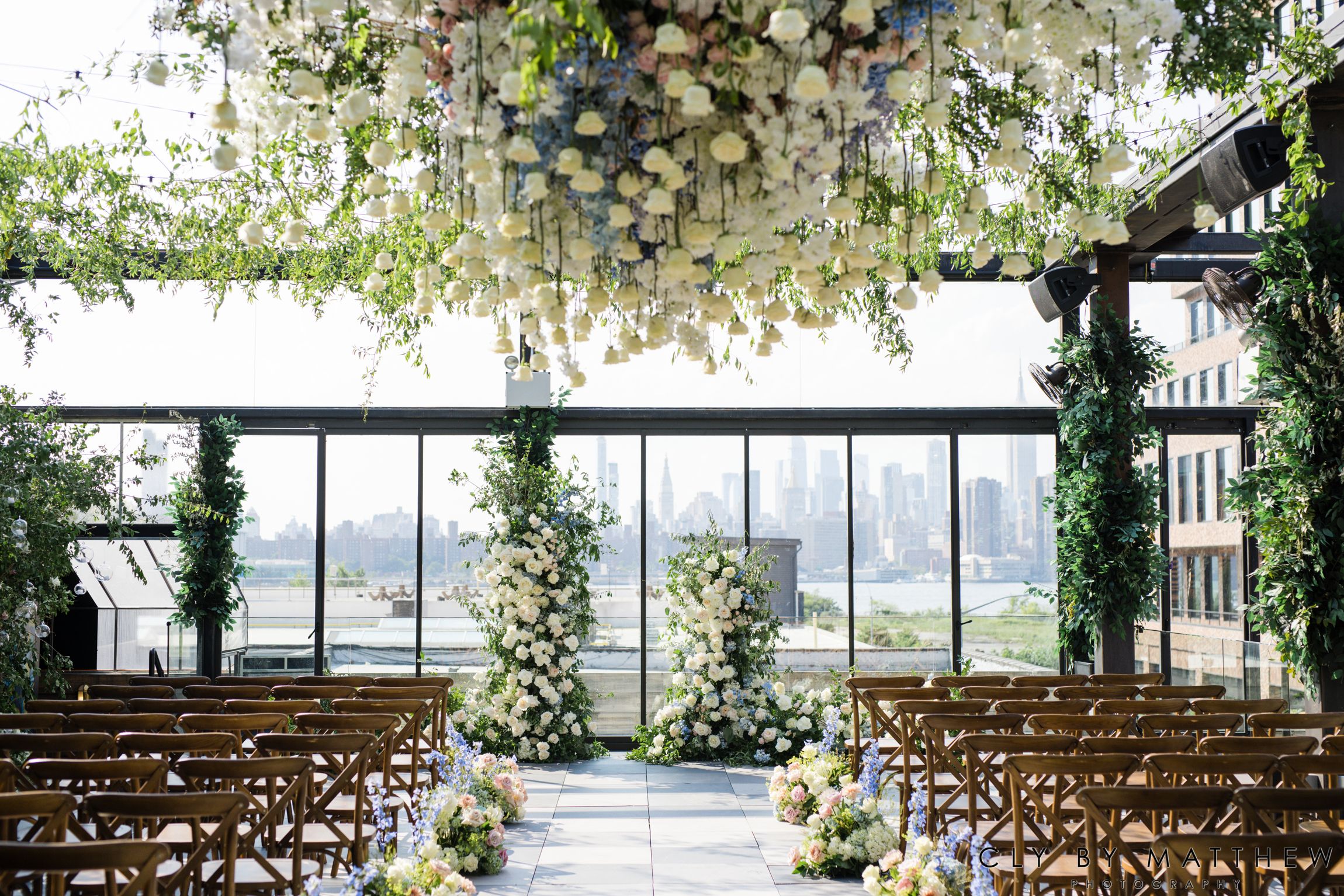 Floral-filled Rooftop Wedding at 74Wythe in New York City, New York