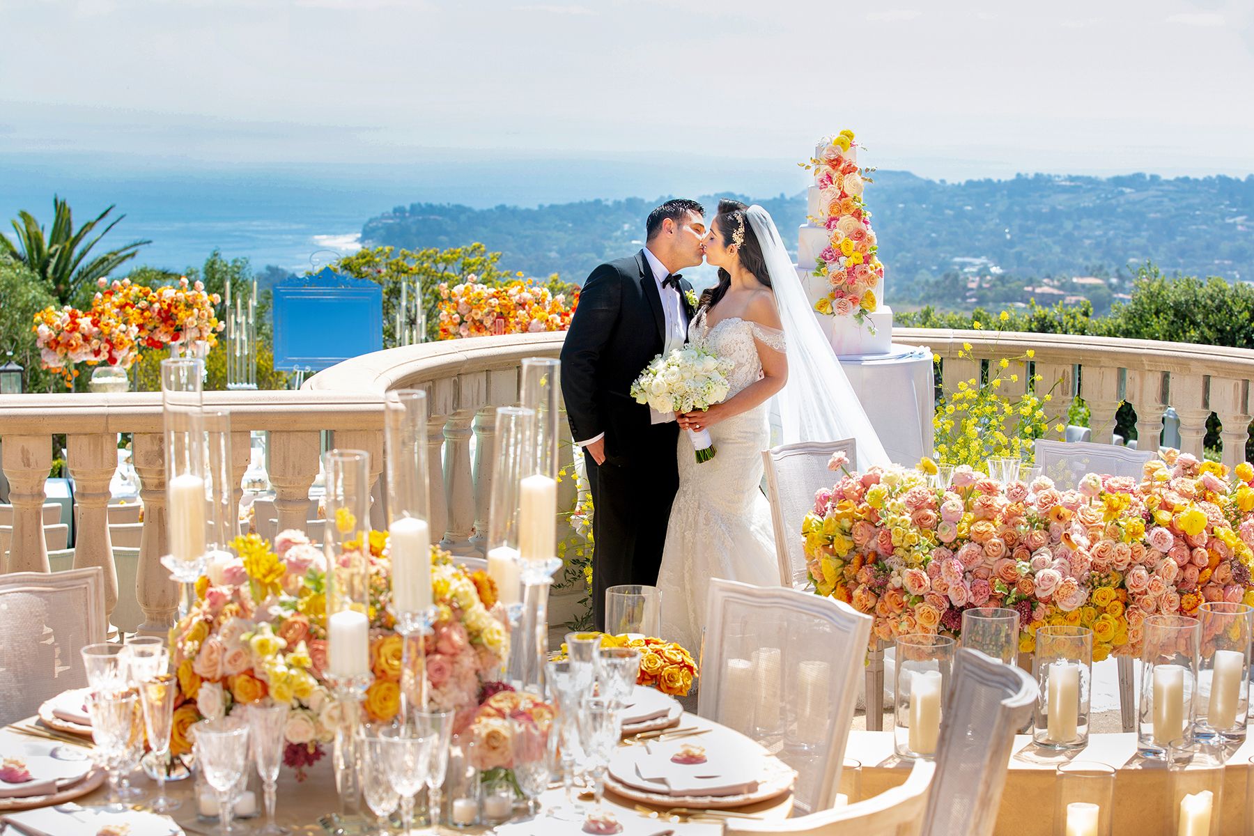 Romantic Spring Floral Terrace Wedding in Malibu, CA