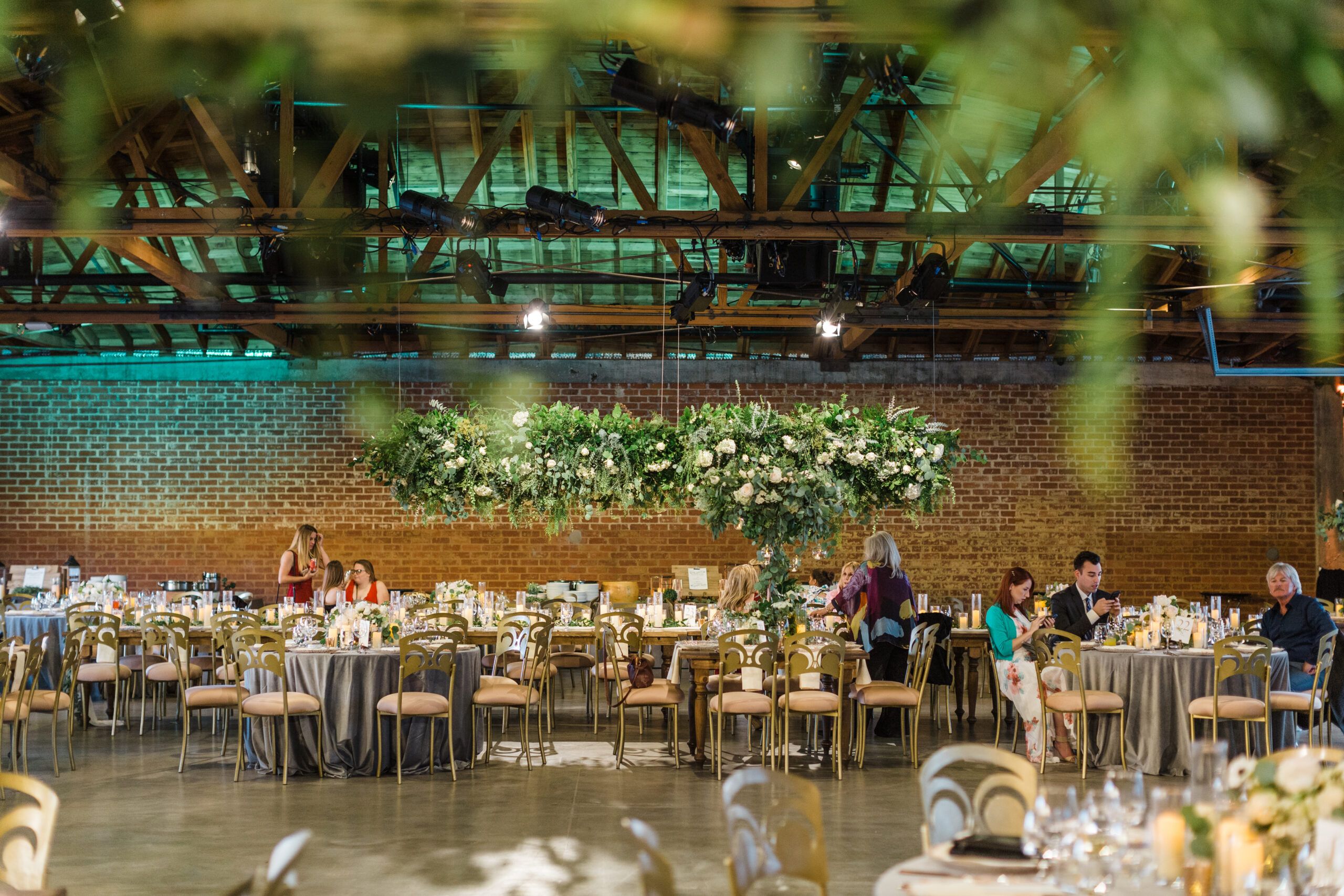 White Floral Wedding at City Market Social House in Los Angeles, CA
