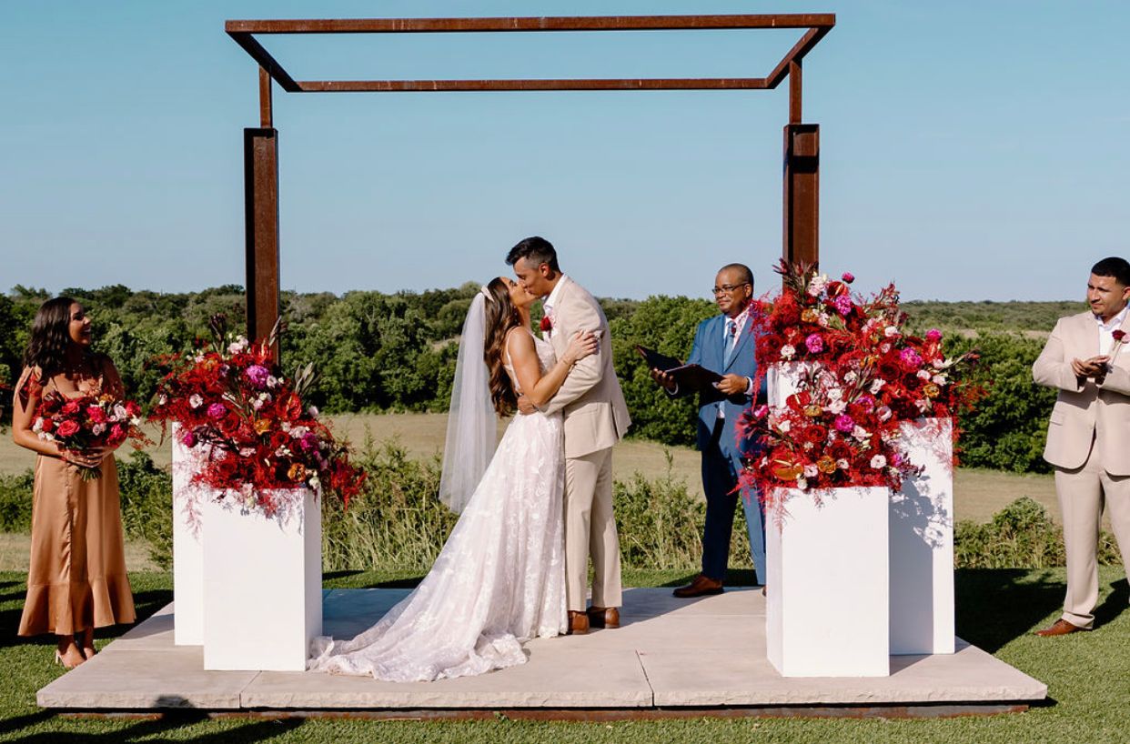 Romantic Red Wedding at Lazy S Hacienda in Weatherford, Texas