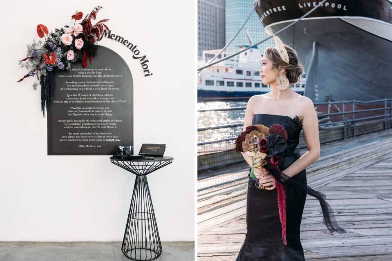Experiential wedding with black color palette.