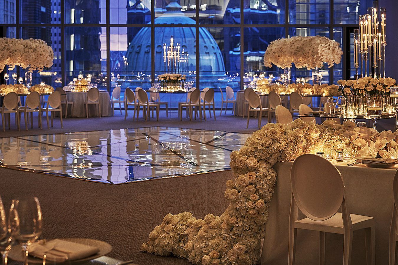 wedding on grand ballroom terrace at Four Seasons Hotel Philadelphia