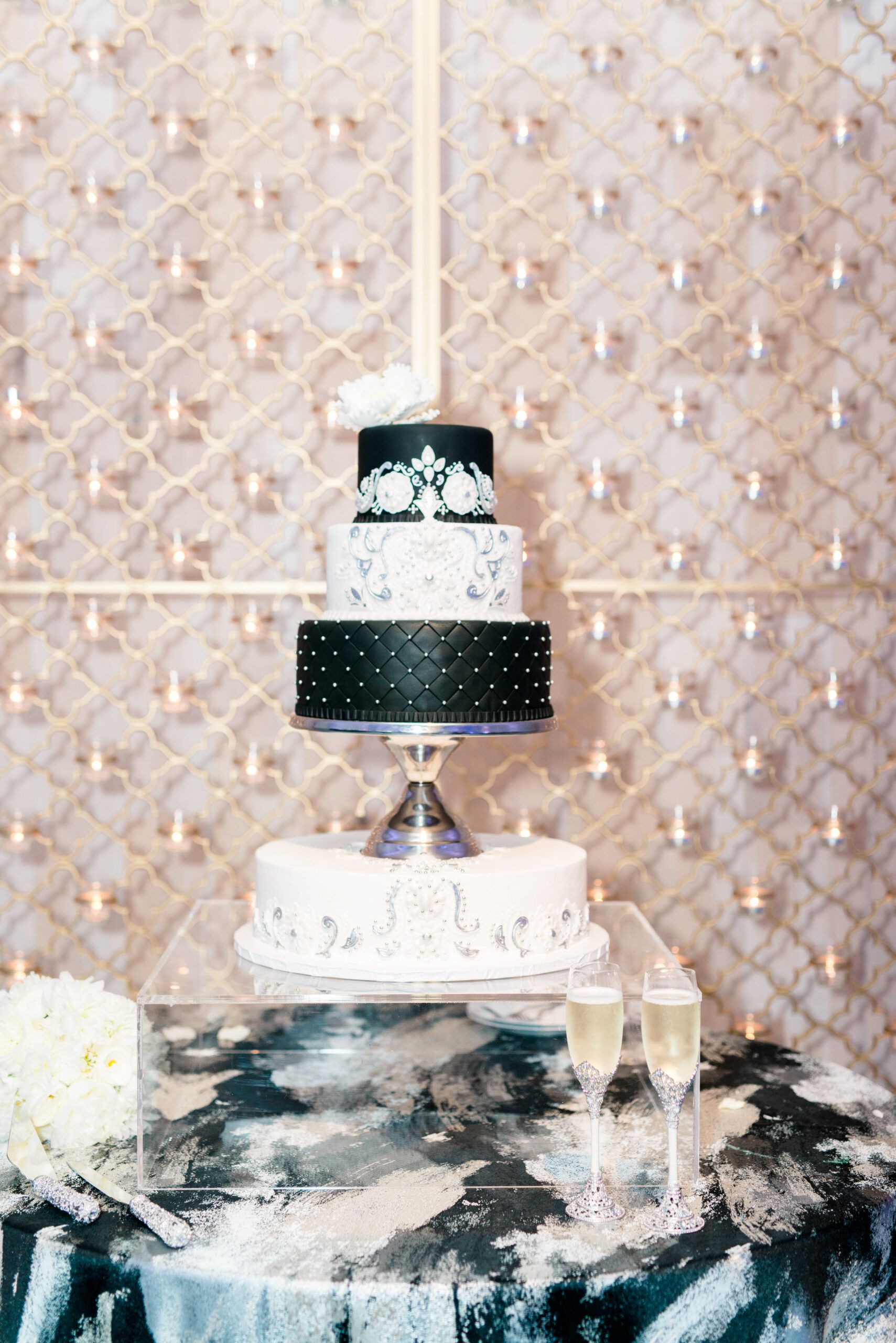 Gothic Black and White Glam Wedding at Howell and Dragon in Dallas , TX