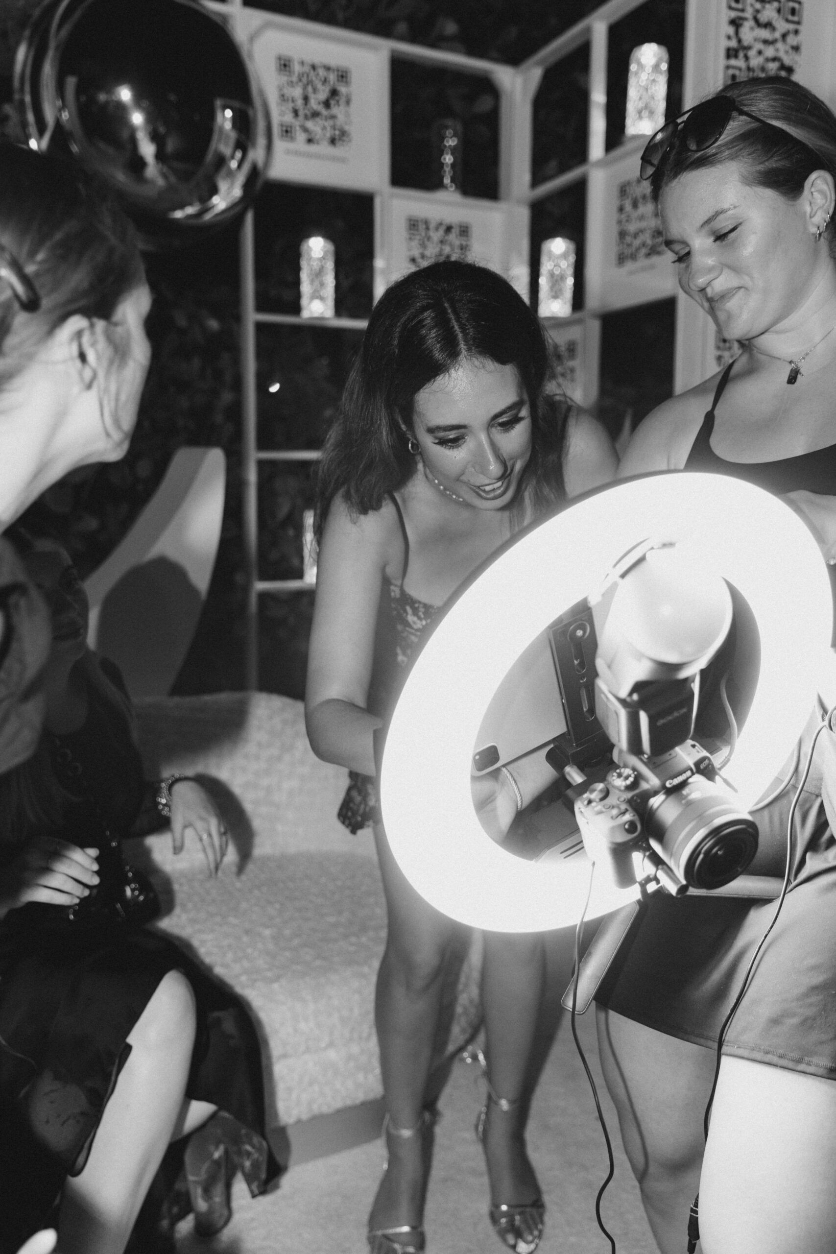 A women checking an image after taking a picture