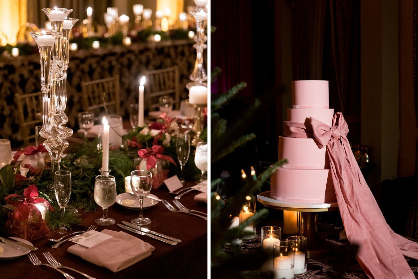 Pink cake wrapped in a pink bow