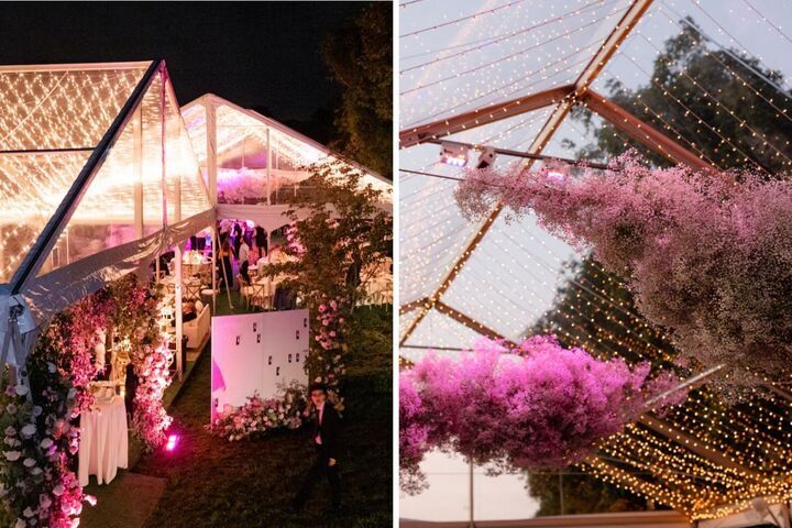 Pink wedding reception