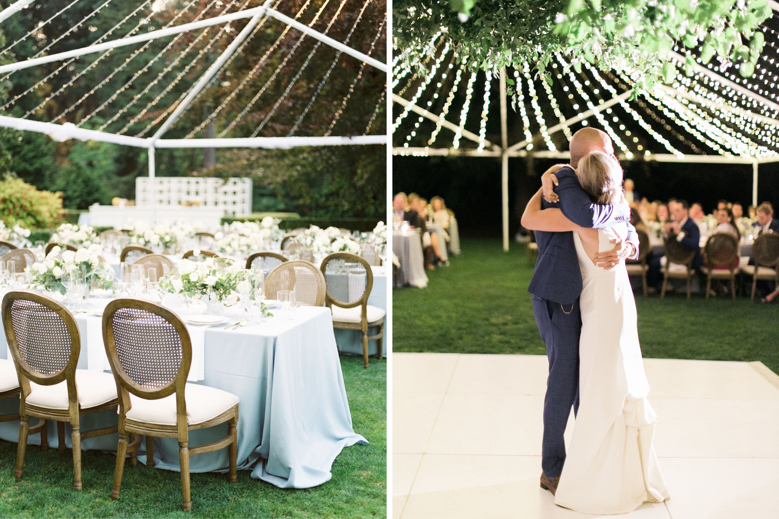 ENCHANTED OUTDOOR WEDDING TENT AT BLOEDEL RESERVE IN BAINBRIDGE ISLAND, WA