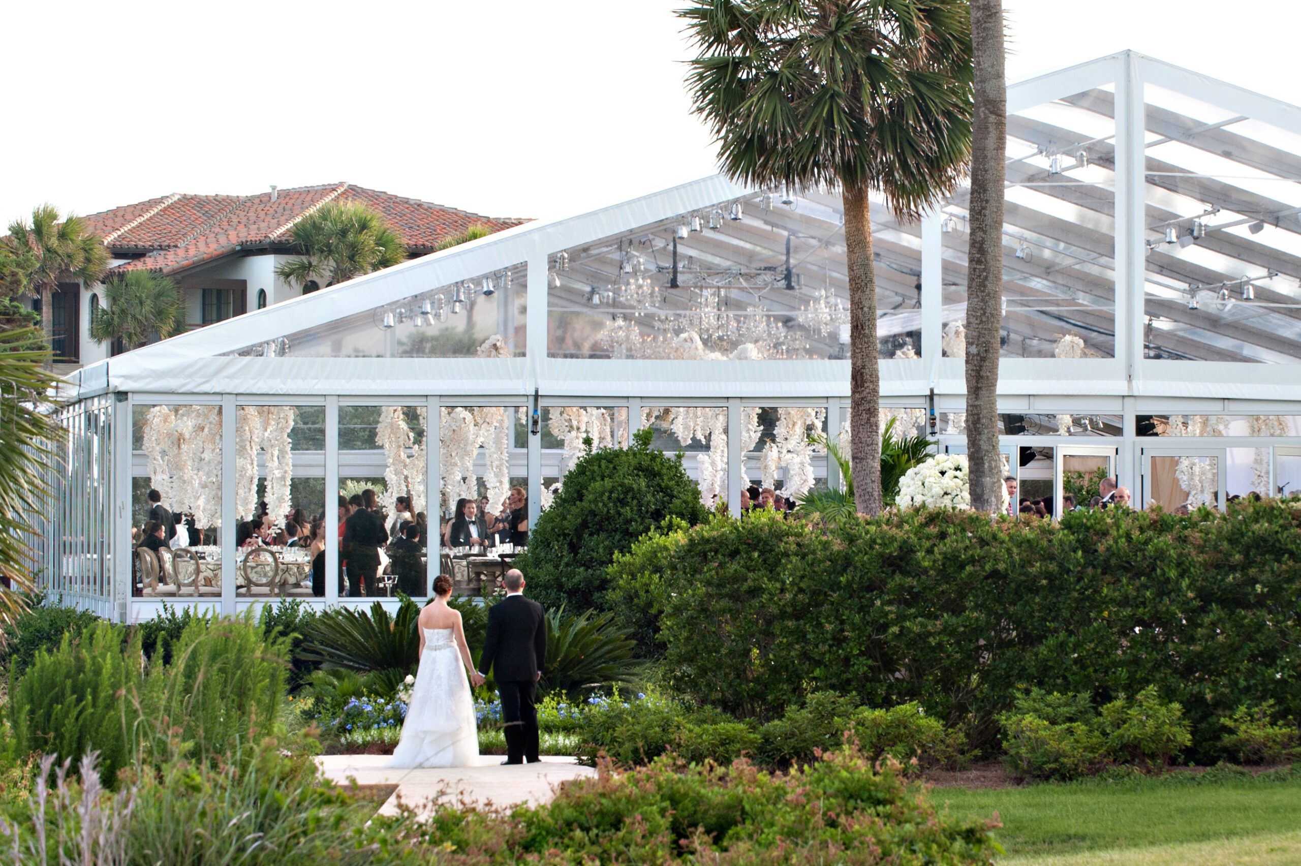 White Tented Beach Wedding