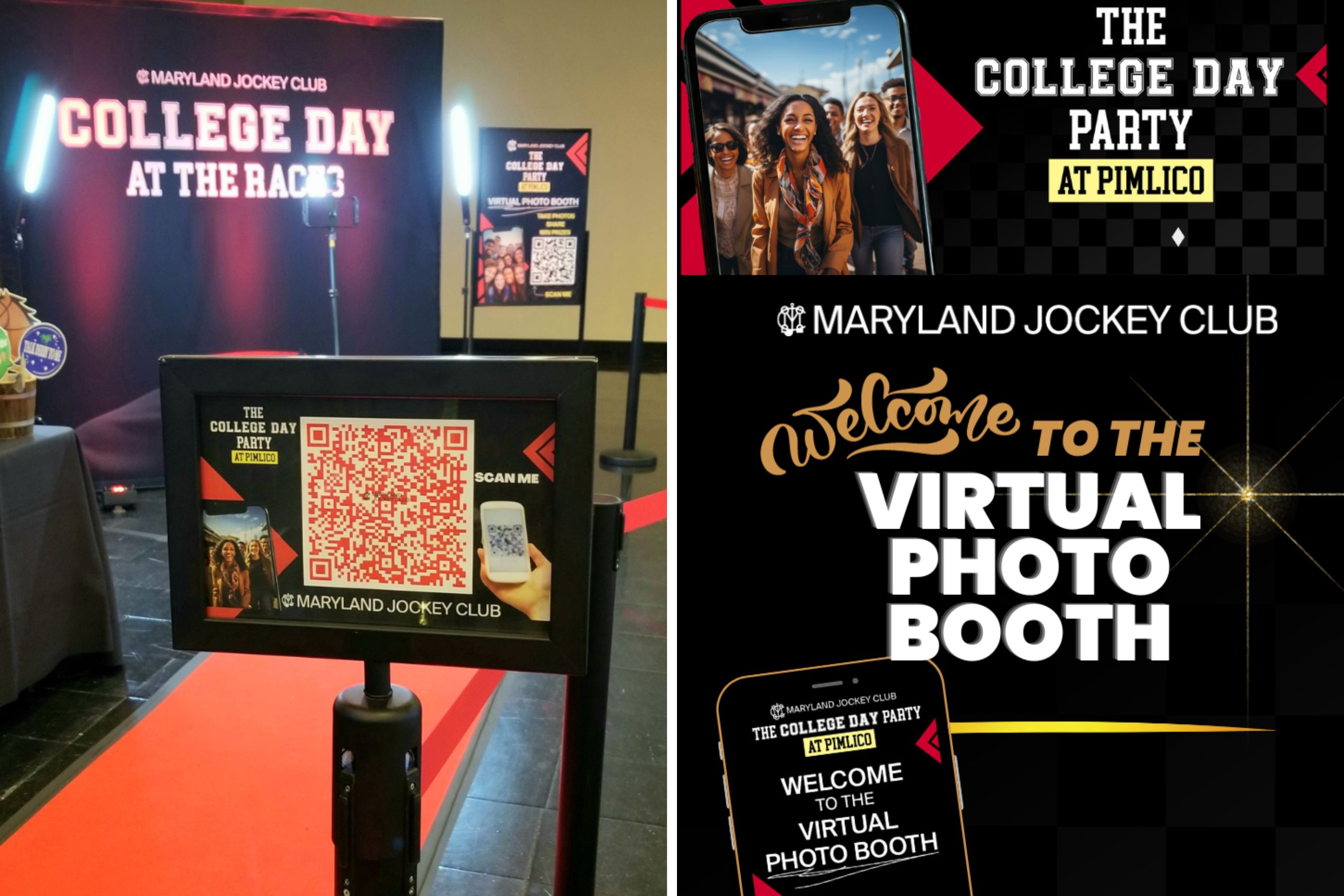Virtual photo booth at Maryland Jockey Club’s College Day Party.