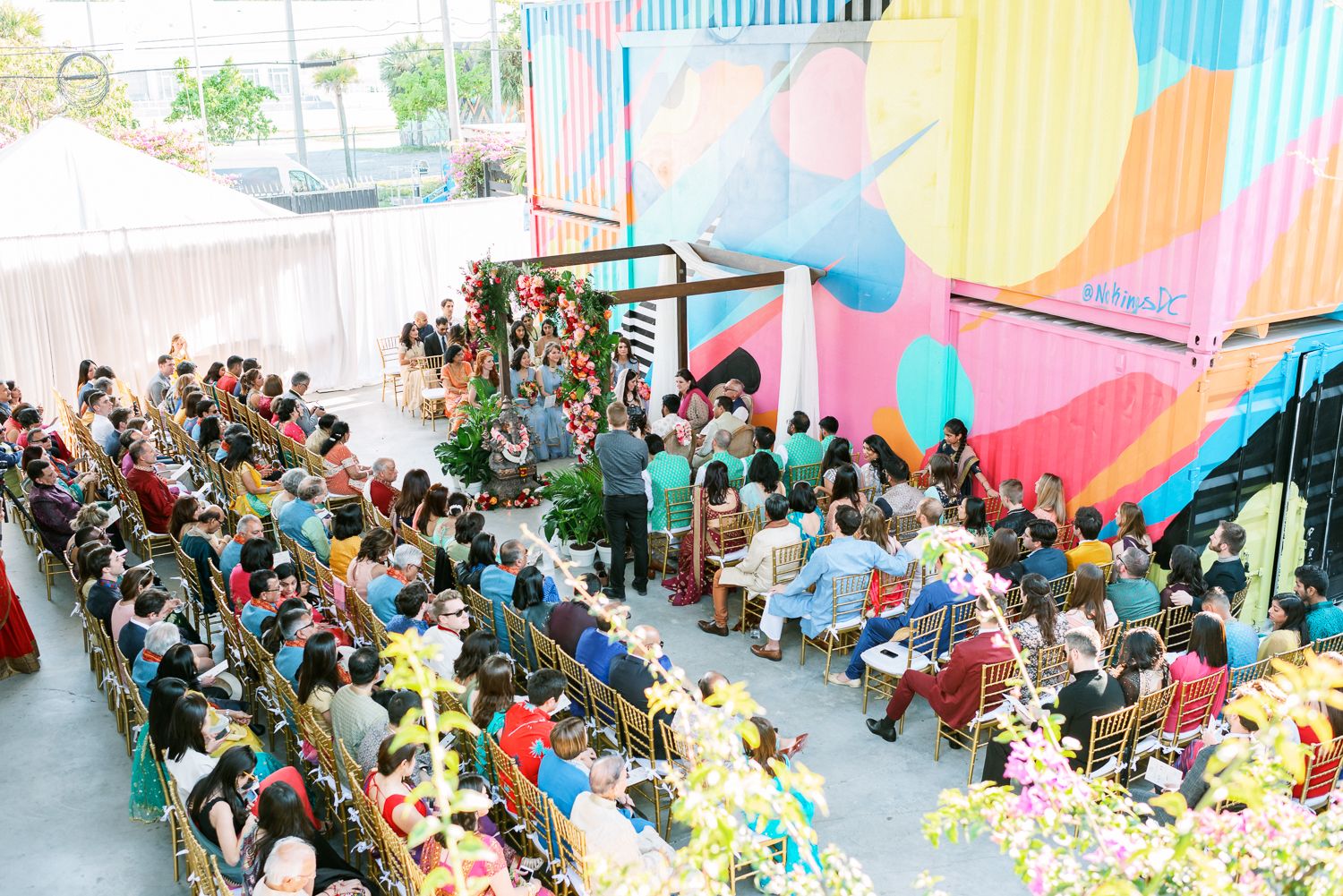 A Colorful Industrial Sangeet Indian Ceremony at Maps Backlot in Wynwood, Florida