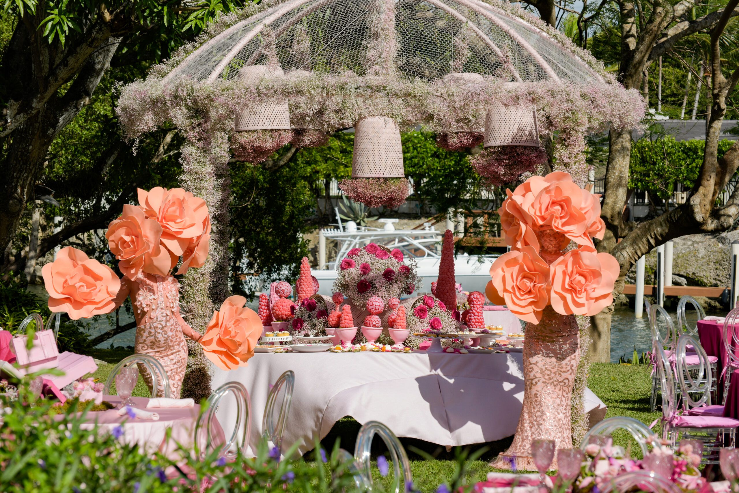 Pink Dreams Floral Garden Bat Mitzvah at Private Residence in Miami, FL