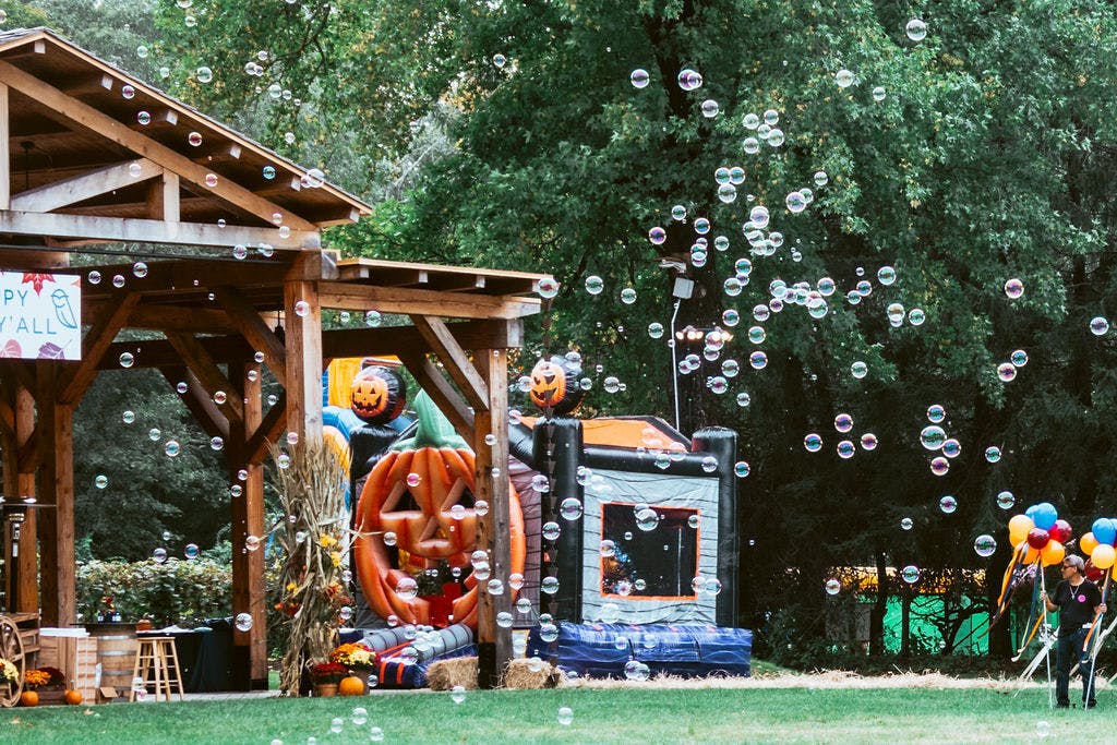 It's Fall Y'all! Colorful family autumn festival with Drive in Movie for annual corporate picnic