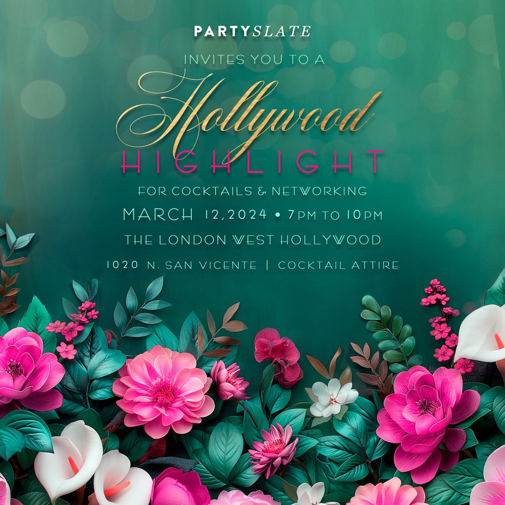 PartySlate's Hollywood Highlight invitation for networking event at The London West Hollywood