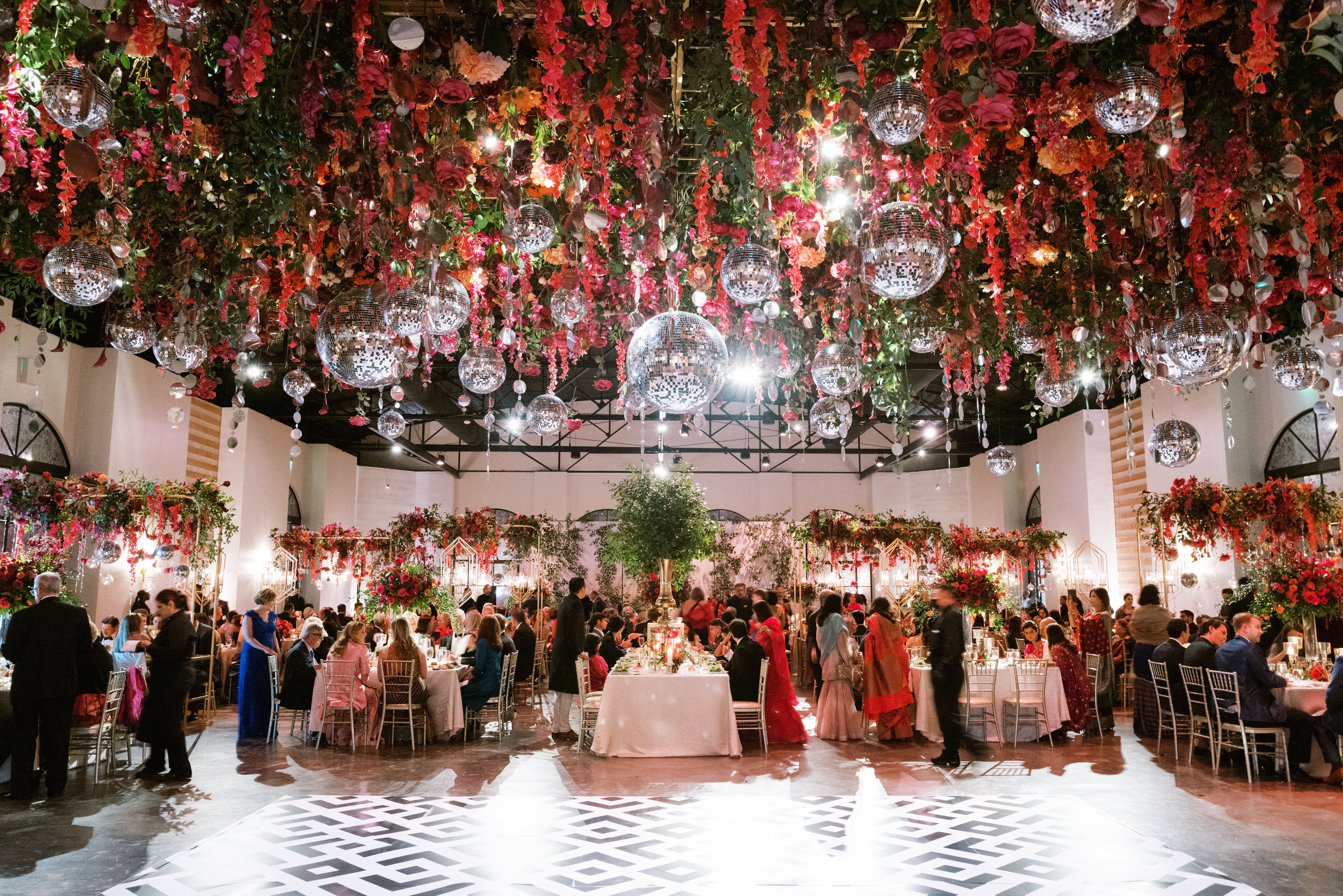 Disco-themed wedding reception at The Revaire in Houston, TX.