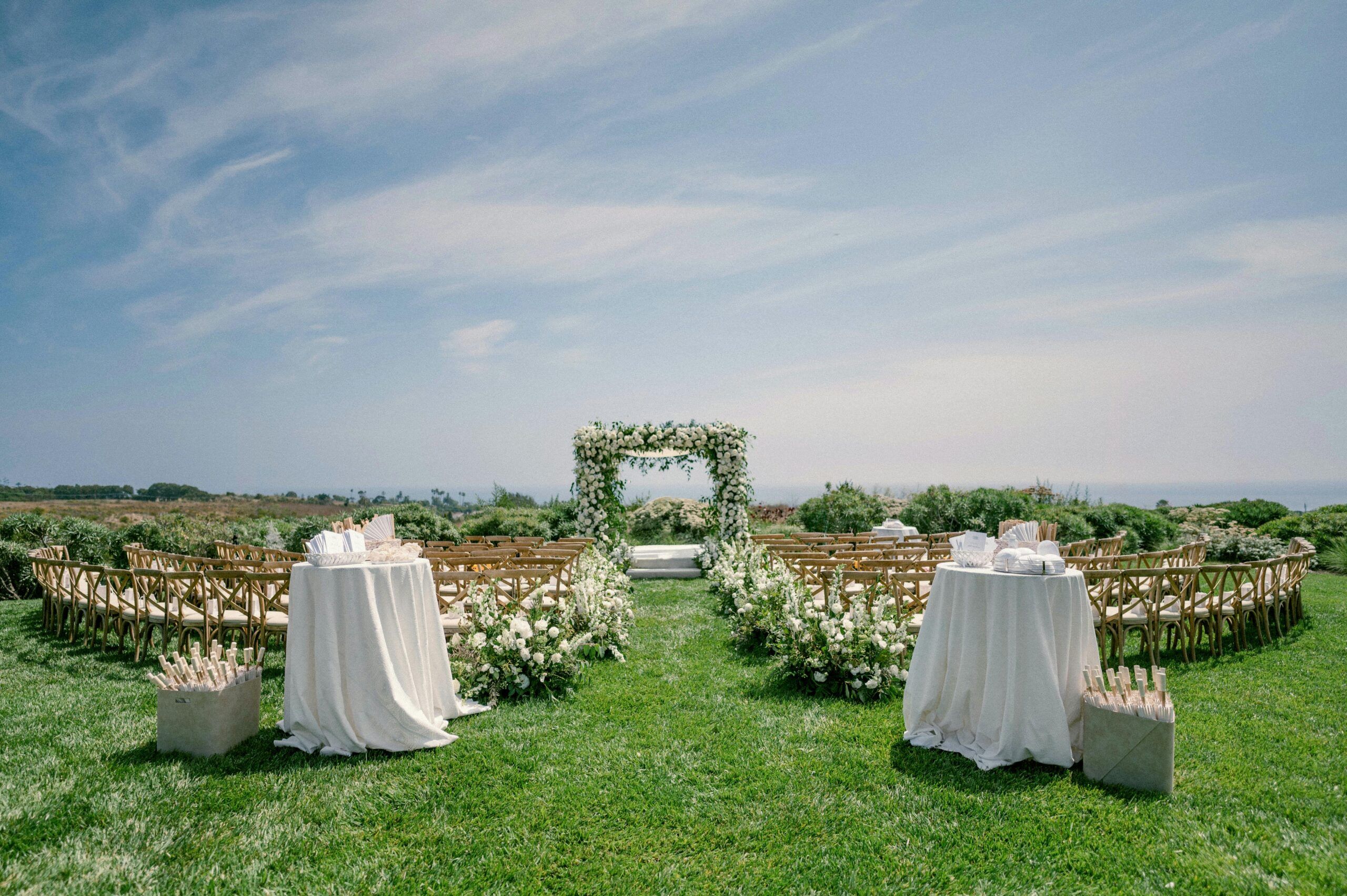 Outdoor White Floral Wedding in Malibu, CA