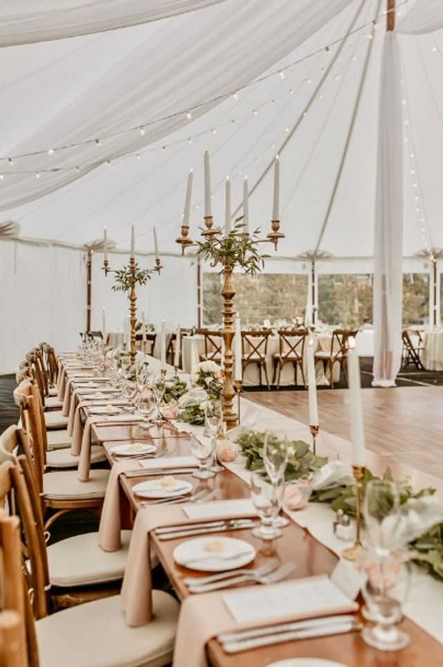 Featured photo from Discover This Romantic Plymouth, MA Wedding with a Light-Filled Tent and Blush Garden Tablescapes