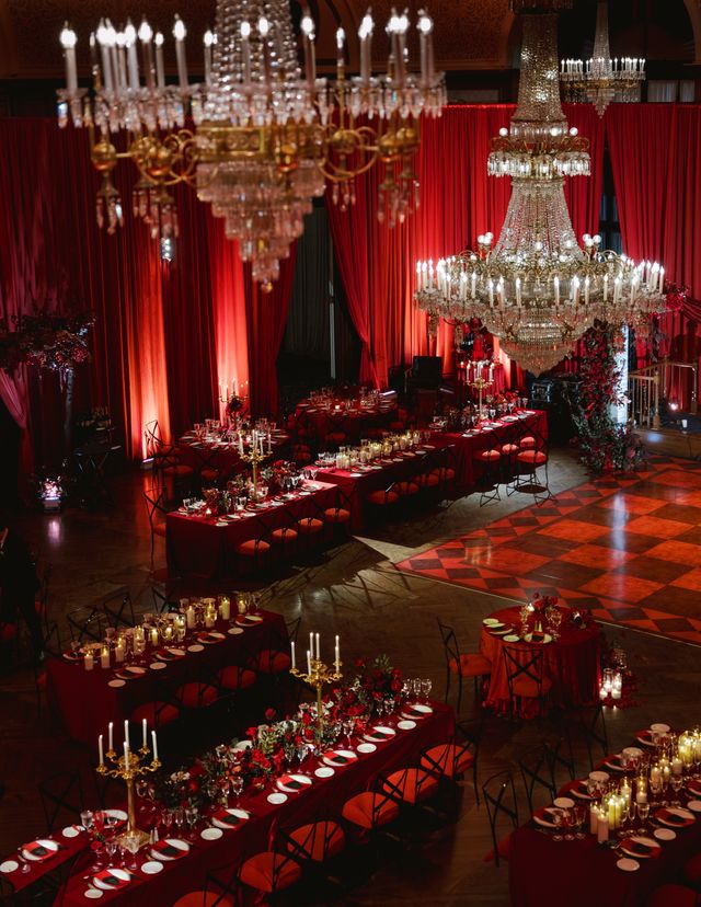 Featured photo from Anne & Dylan’s Monochromatic Red Wedding at The Union League of Philadelphia with a Surprise Temple University Marching Band