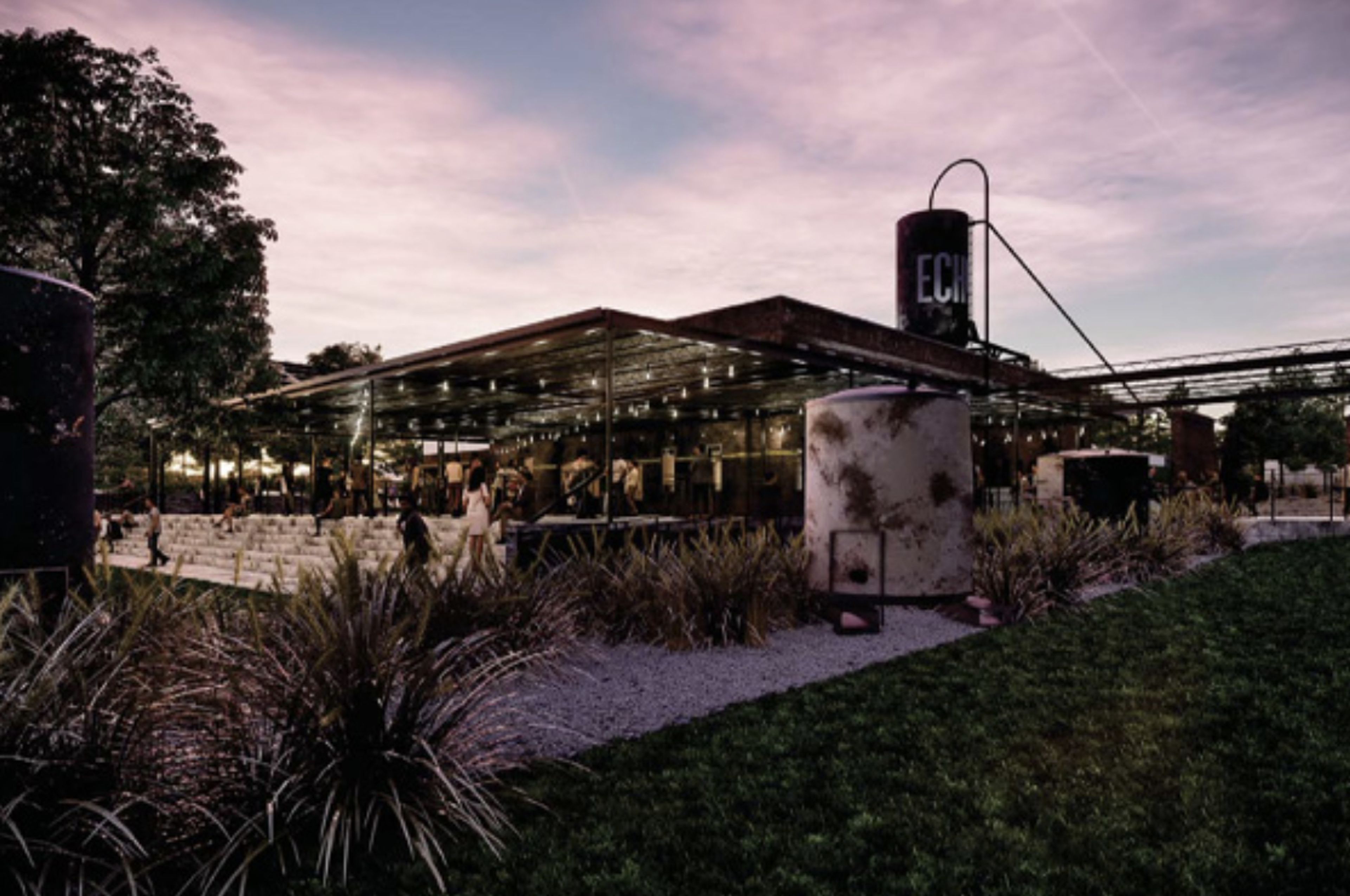 Outdoor Lawn, an event space at Guardian Works at Echo Street West
