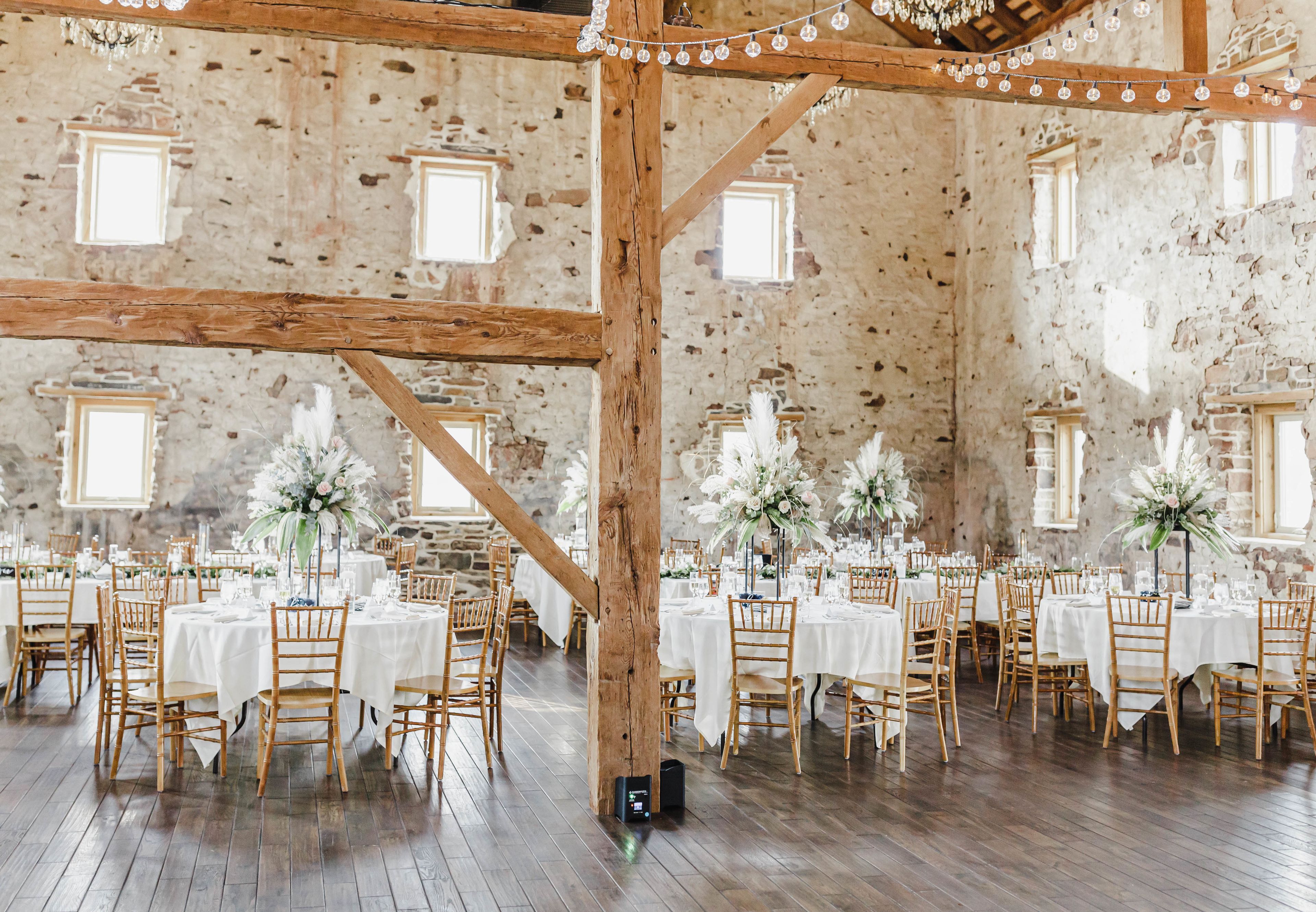 Inside the barn, an event space at Herman & Luther's Catering Company