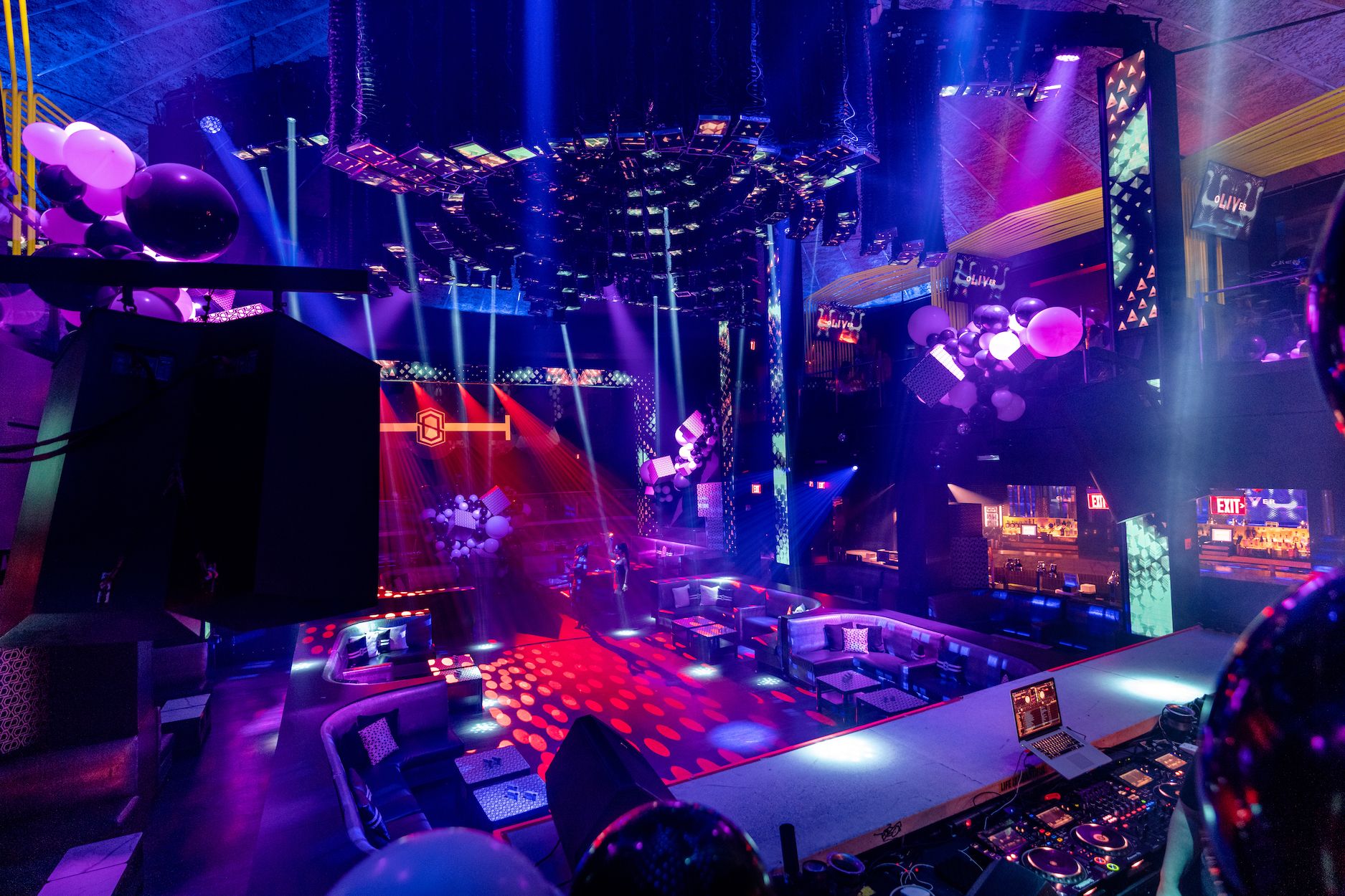 LIV Miami interior dance floor with vibrant LED lighting and domed ceiling