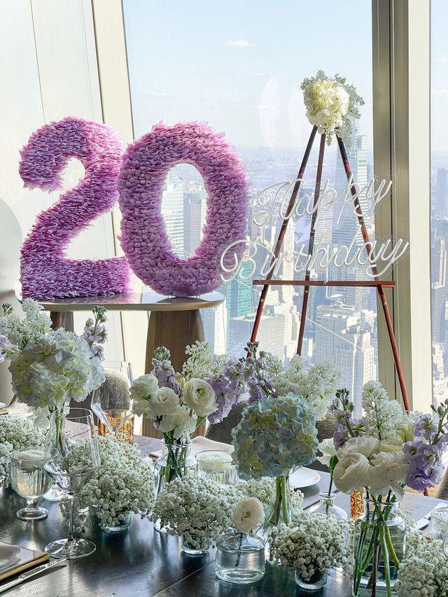 Featured photo from White x Purple Themed Birthday Party in Peak Restaurant & Bar NYC