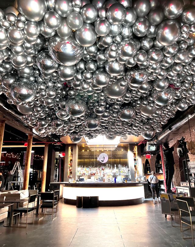 Featured photo from Silver Ceiling Balloons Install