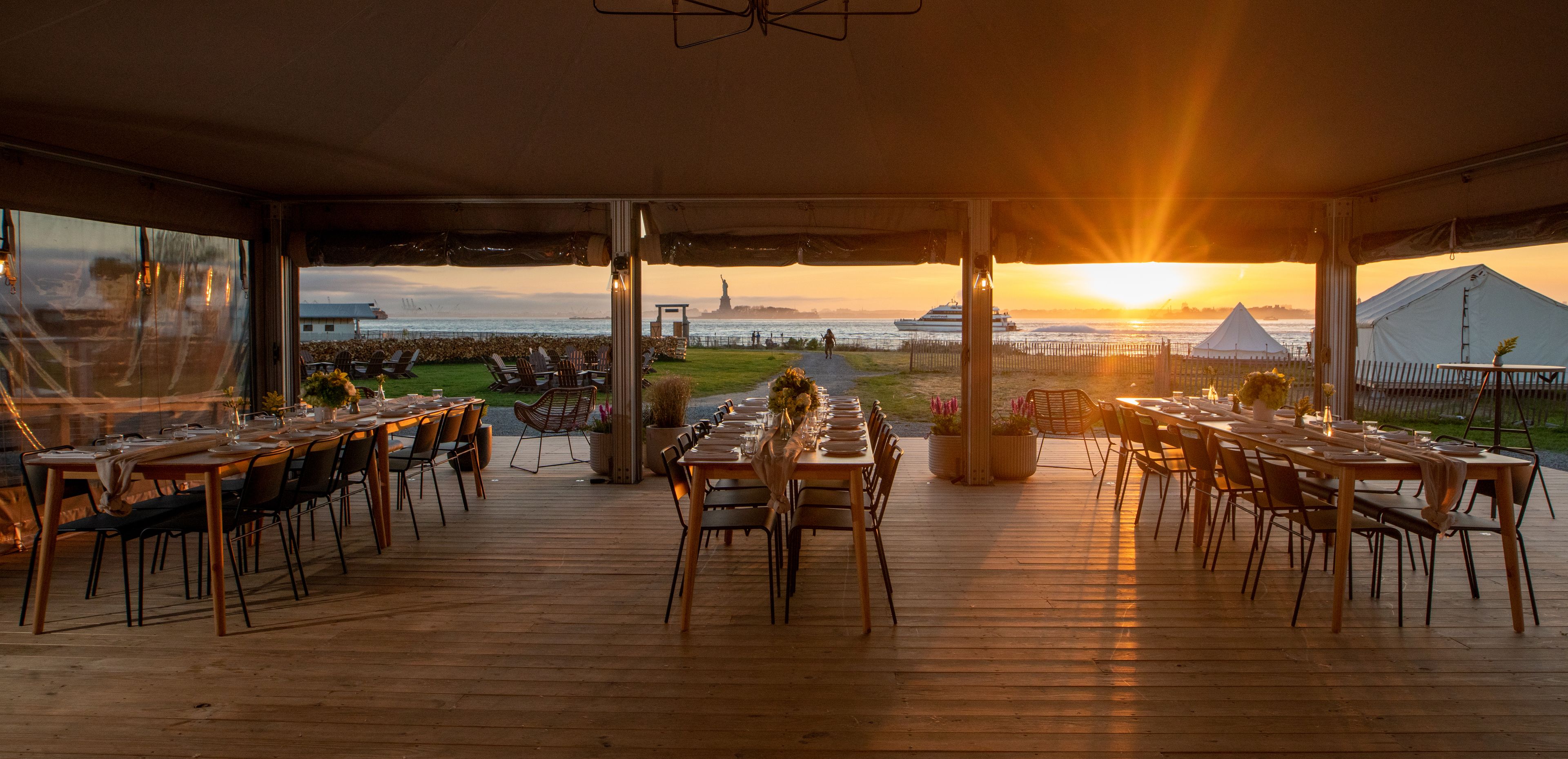 Collective Pavilion, an event space at Collective Retreats Governors Island