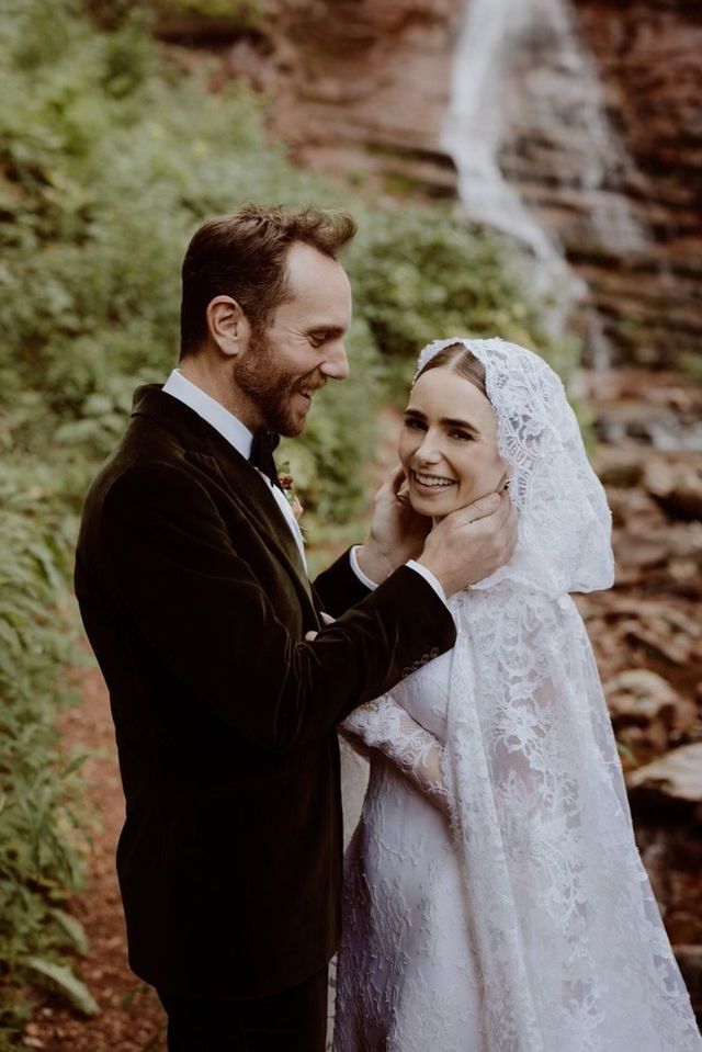 Featured photo from Lily Collins & Charlie McDowell's Wedding