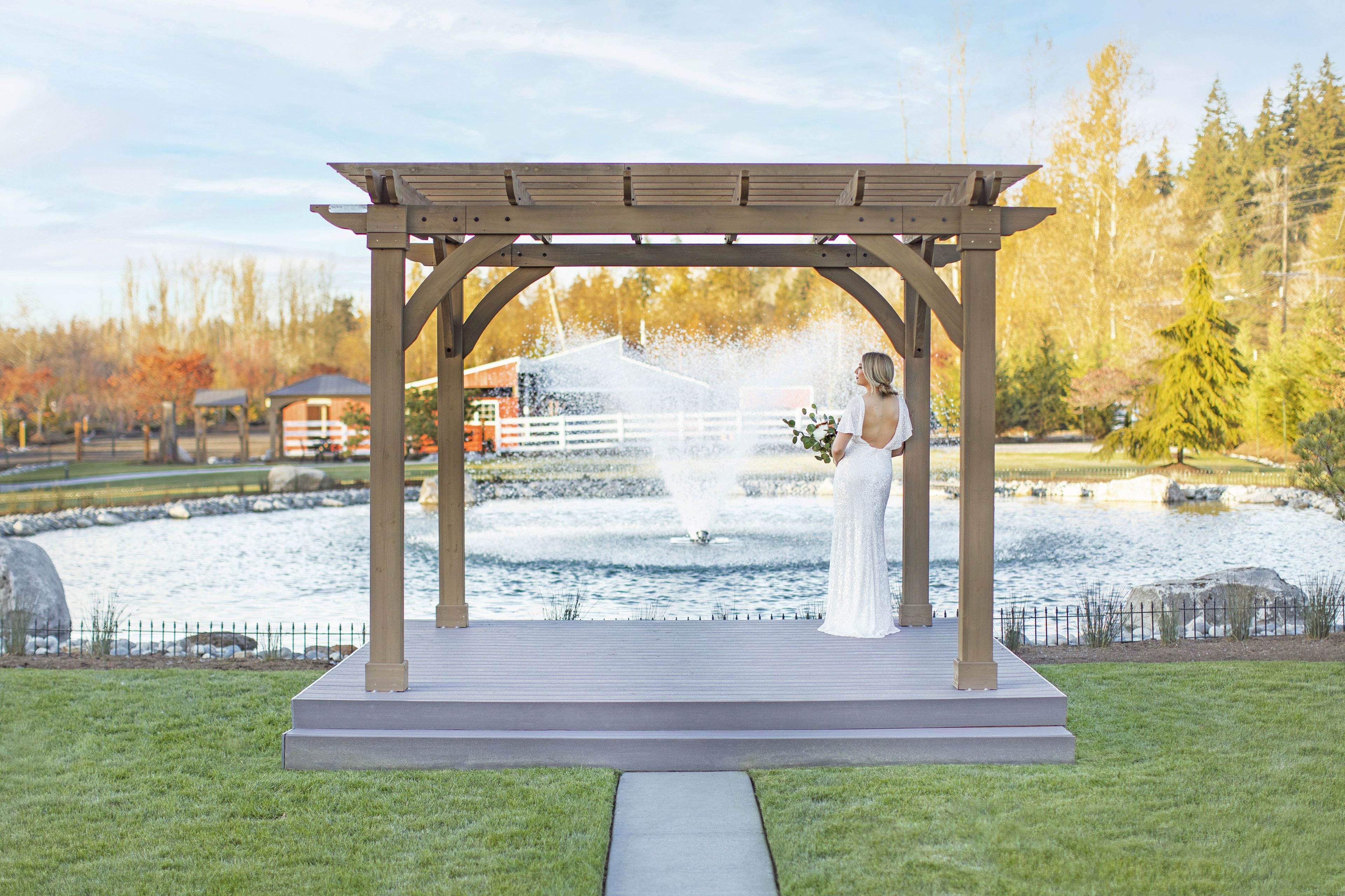 Pergola and Trillium Pond, an event space at Trillium Nursery Farm