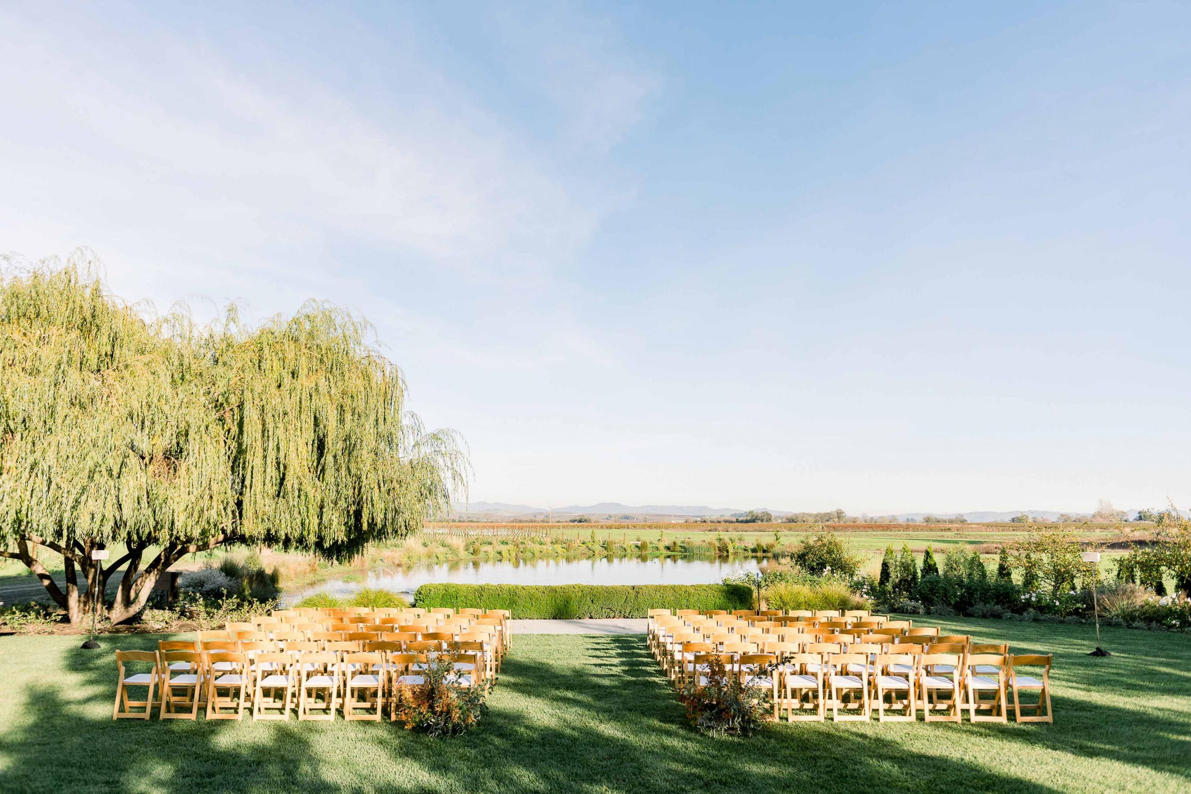 The Willow Lawn, an event space at The Barn at Harrow Cellars