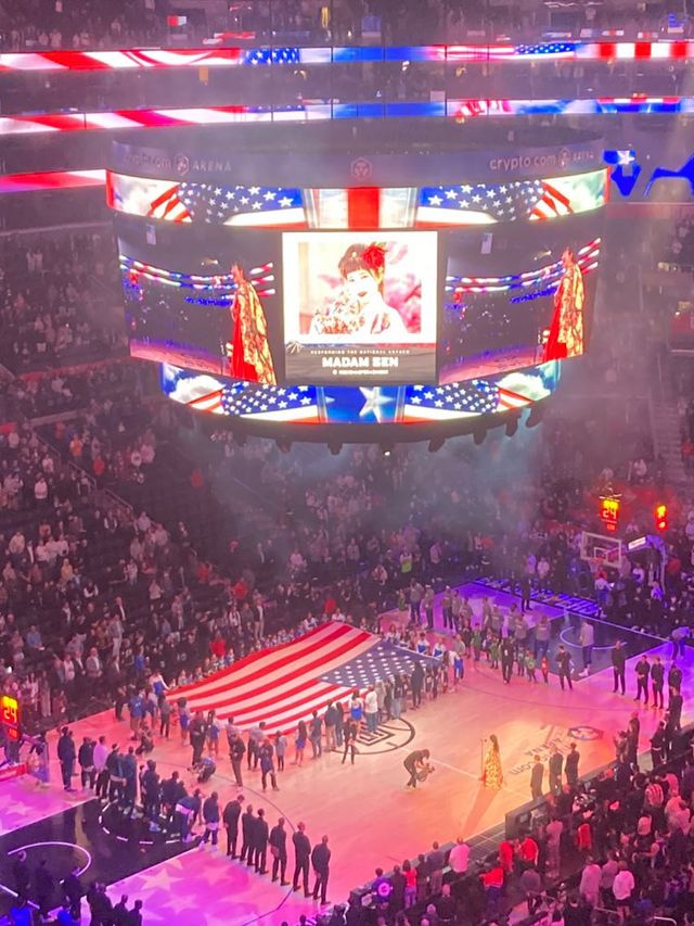 Featured photo from Madam Sen sings U.S National Anthem for Los Angeles Clippers Game at CRYPTO.COM ARENA