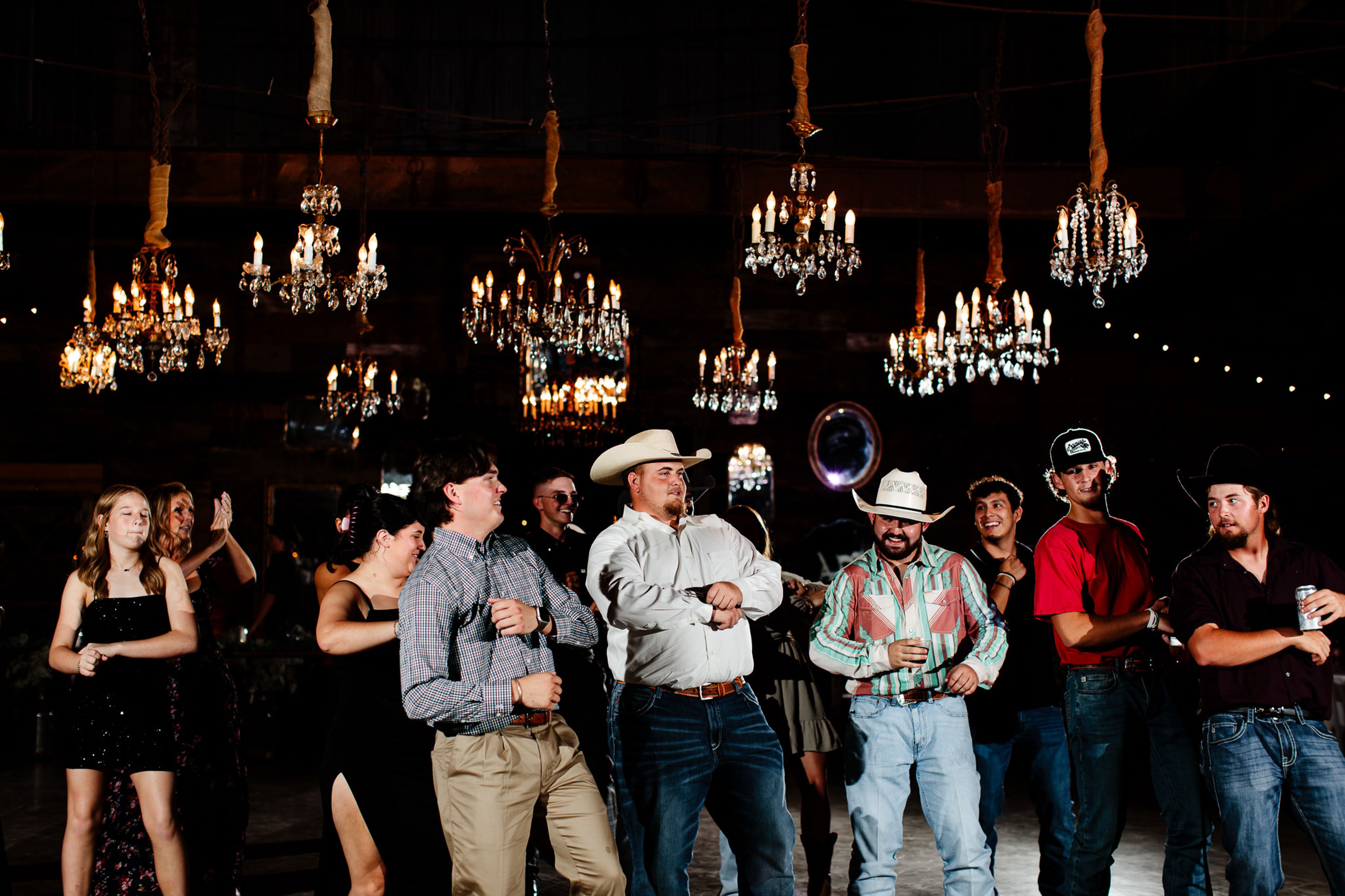 Reception Chandelier Hall, an event space at The Barn at Sparrow Creek Ranch