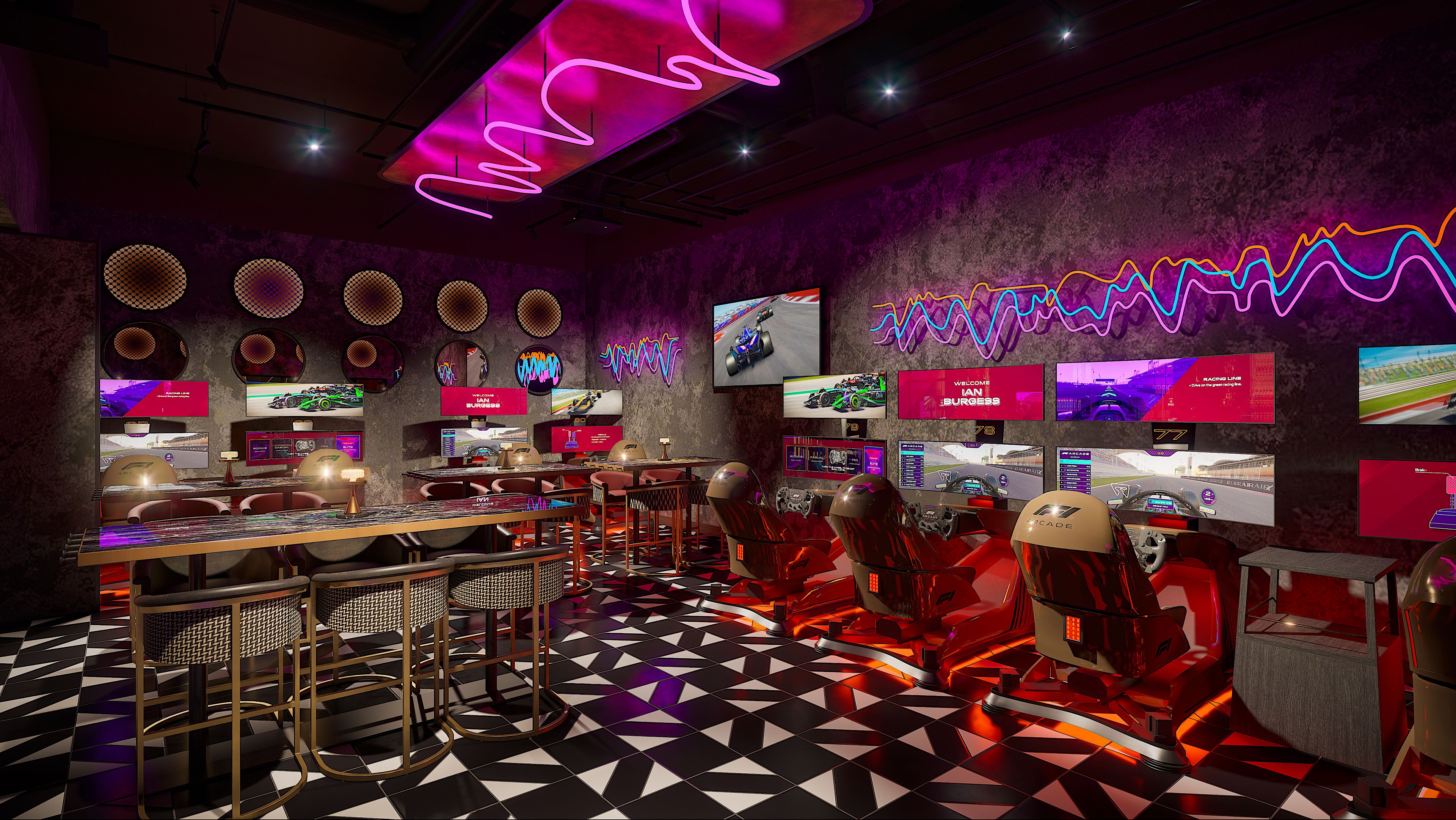 The Briefing Room, an event space at F1 Ⓡ Arcade