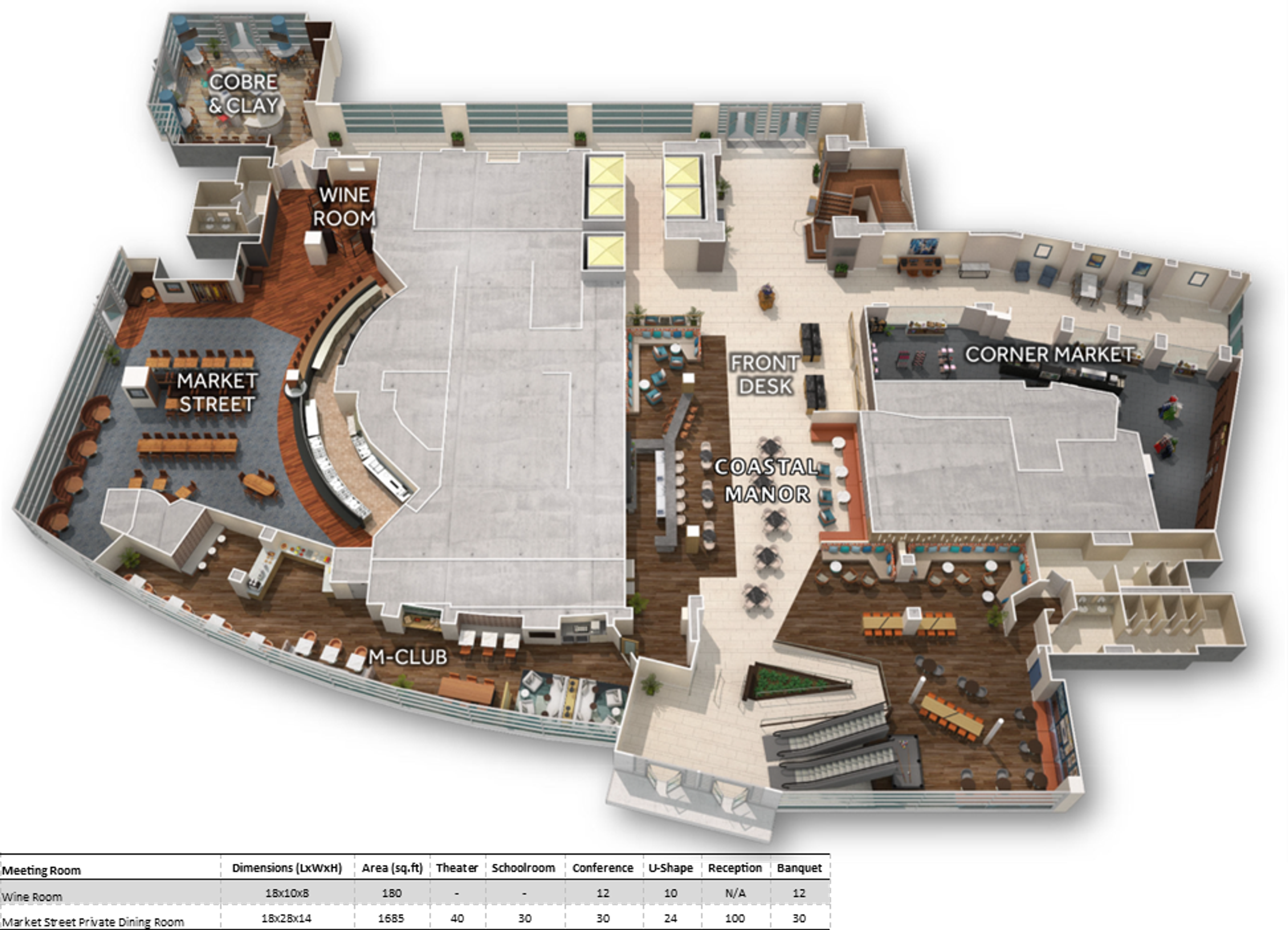 Market St & Cobre+Clay, an event space at San Jose Marriott