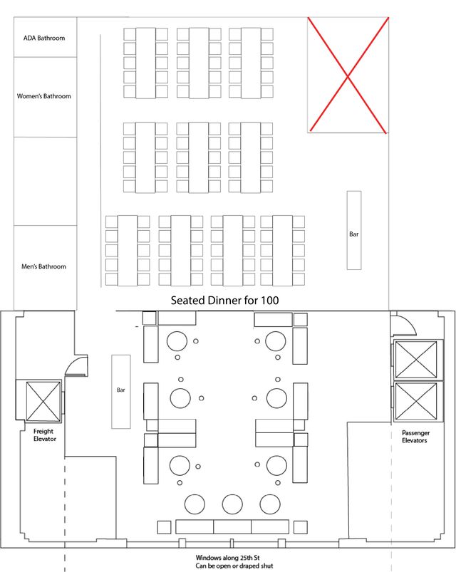 Featured photo from Full event space for 100 guests seated dinner and cocktails