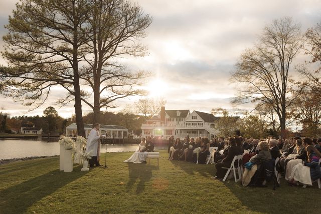 Featured photo from Island Creek Events at The Oaks for Will and Alix's November Wedding Celebration