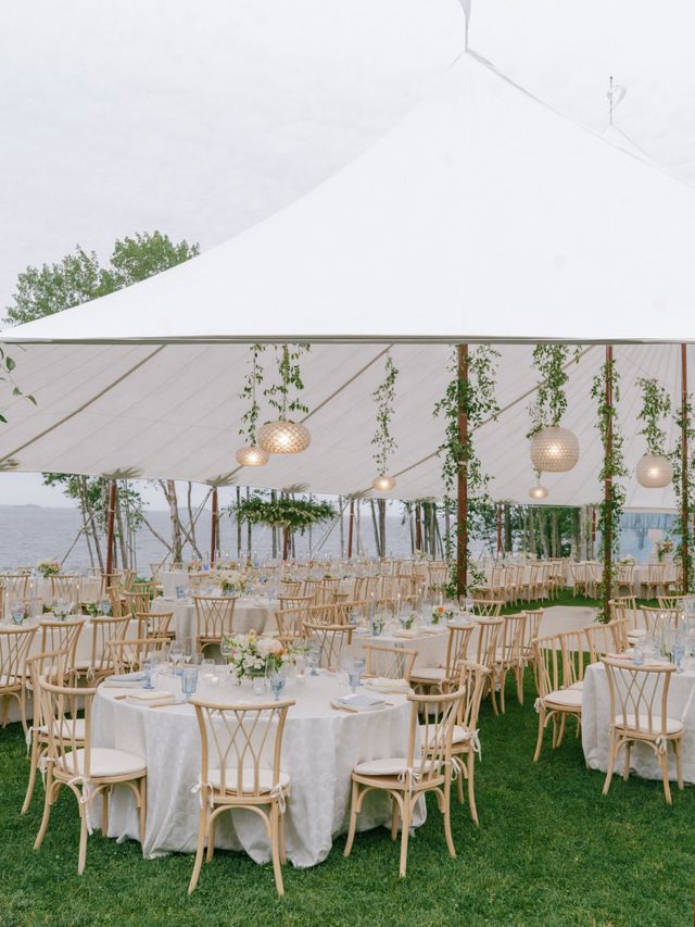 Featured photo from Chic Coastal Wedding with Capiz Lighting at The Edge in Maine