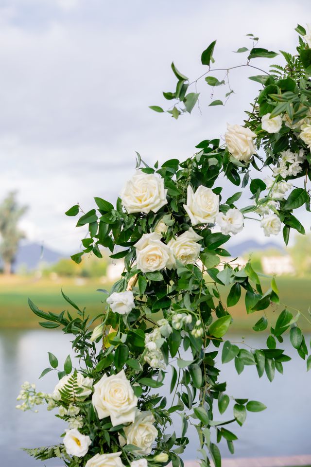 Featured photo from Romantic white garden outdoor wedding overlooking the course at the Grand Hyatt Scottsdale Resort