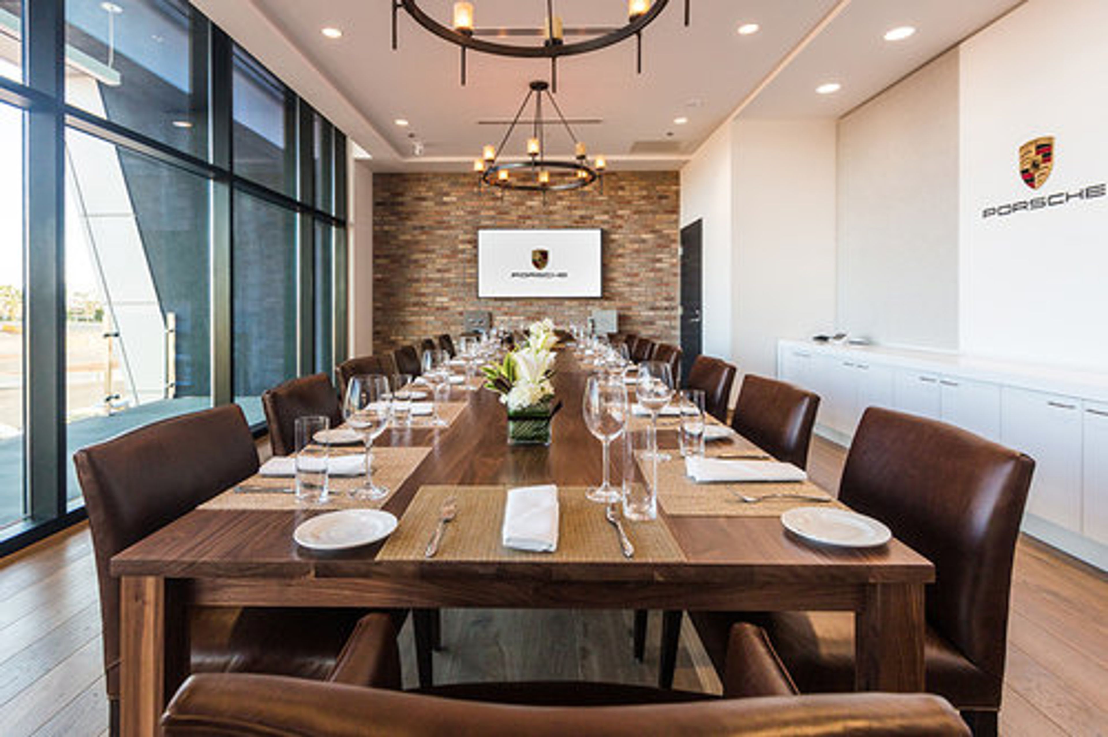 Private Dining Room, an event space at Restaurant 917 at Porsche Experience Center Los Angeles