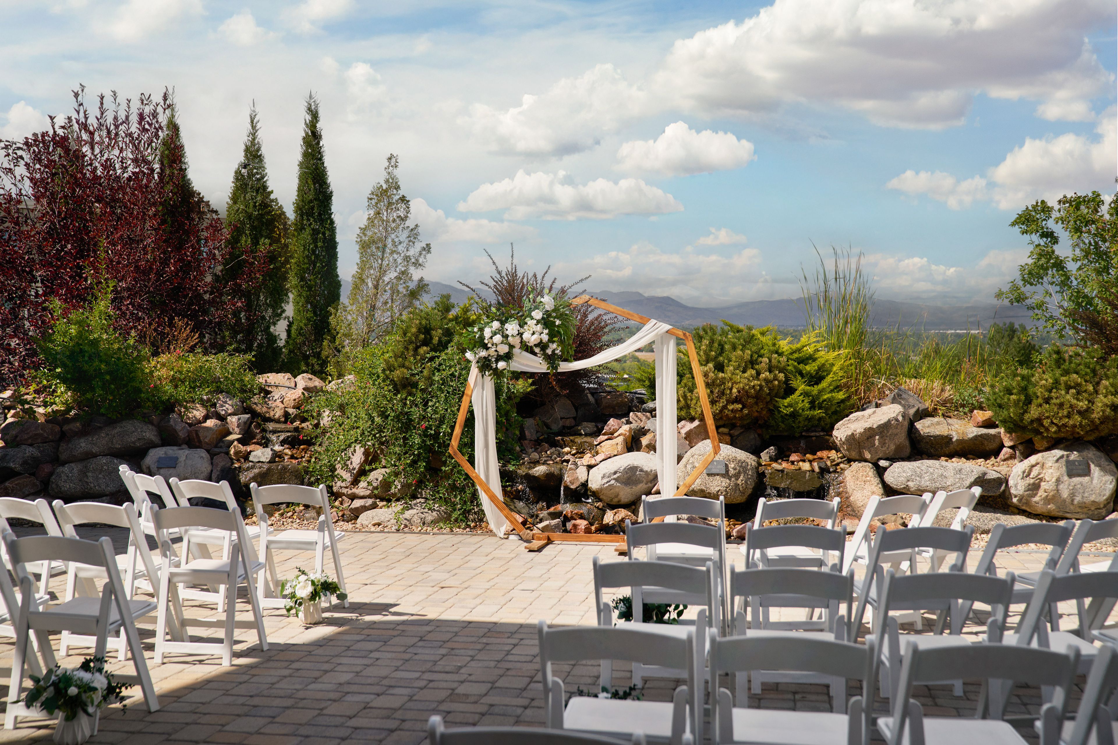 Outdoor Ceremony — Mountain-Facing Courtyard, an event space at Ashley Ridge by Wedgewood Weddings