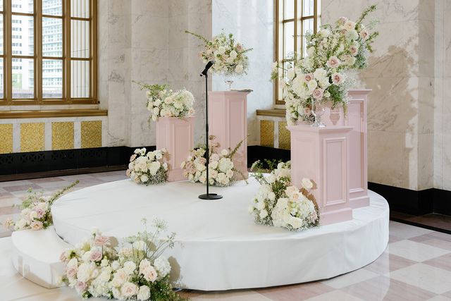Featured photo from Inside This Refined Wedding with a Pink-and-White Draped Aisle at The Old Post Office