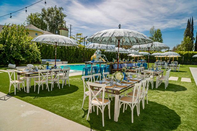 Featured photo from Step Into this Los Angeles Shabbat Hatan Styled in Blue and White with Mediterranean Elegance